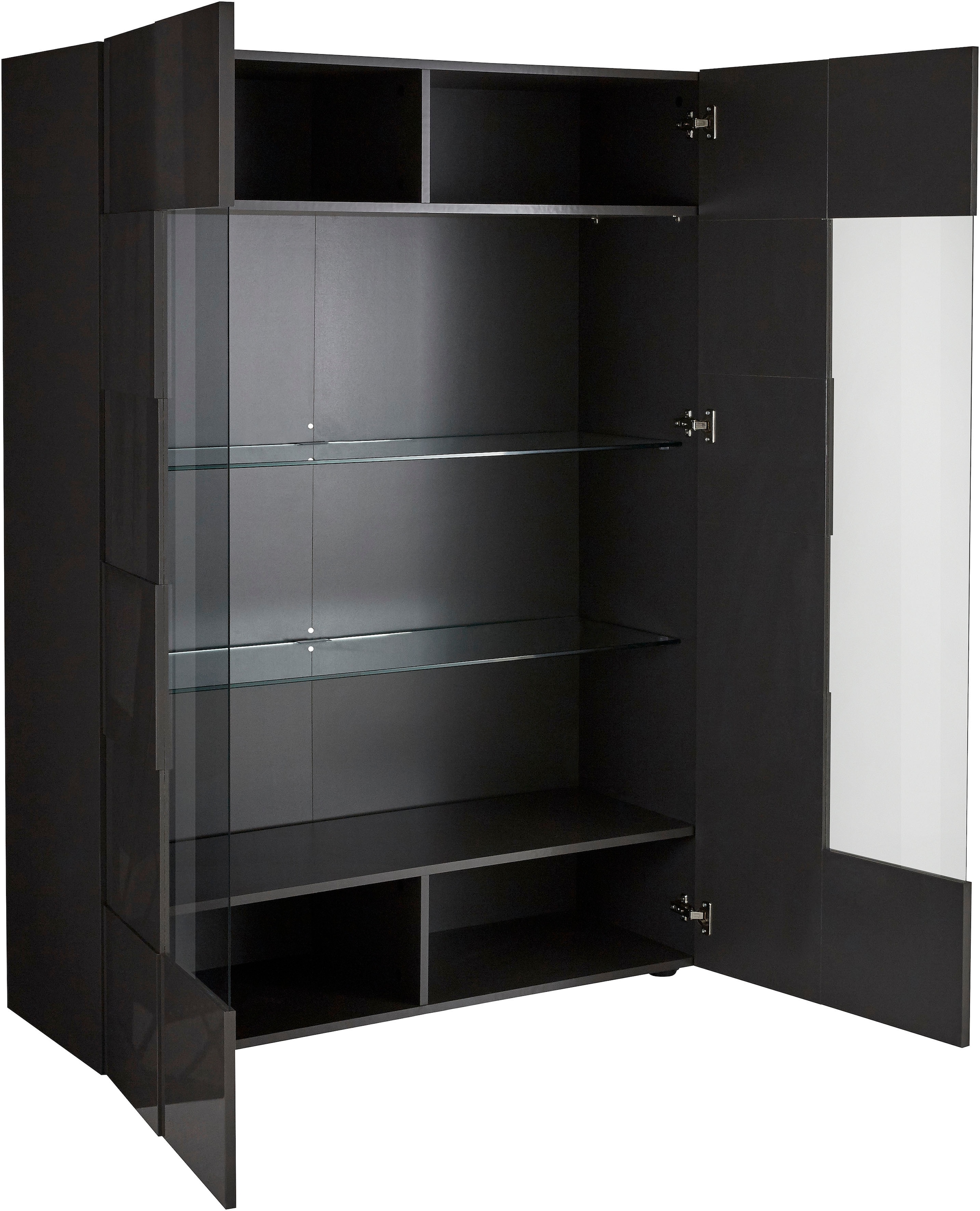 INOSIGN Vitrine »Dama Höhe 166 cm, Breite 121 cm, Stauraumvitrine mit 2 Türen,«, Standvitrine - Front in 3D-Optik, viel Stauraum, verschiedene Farben