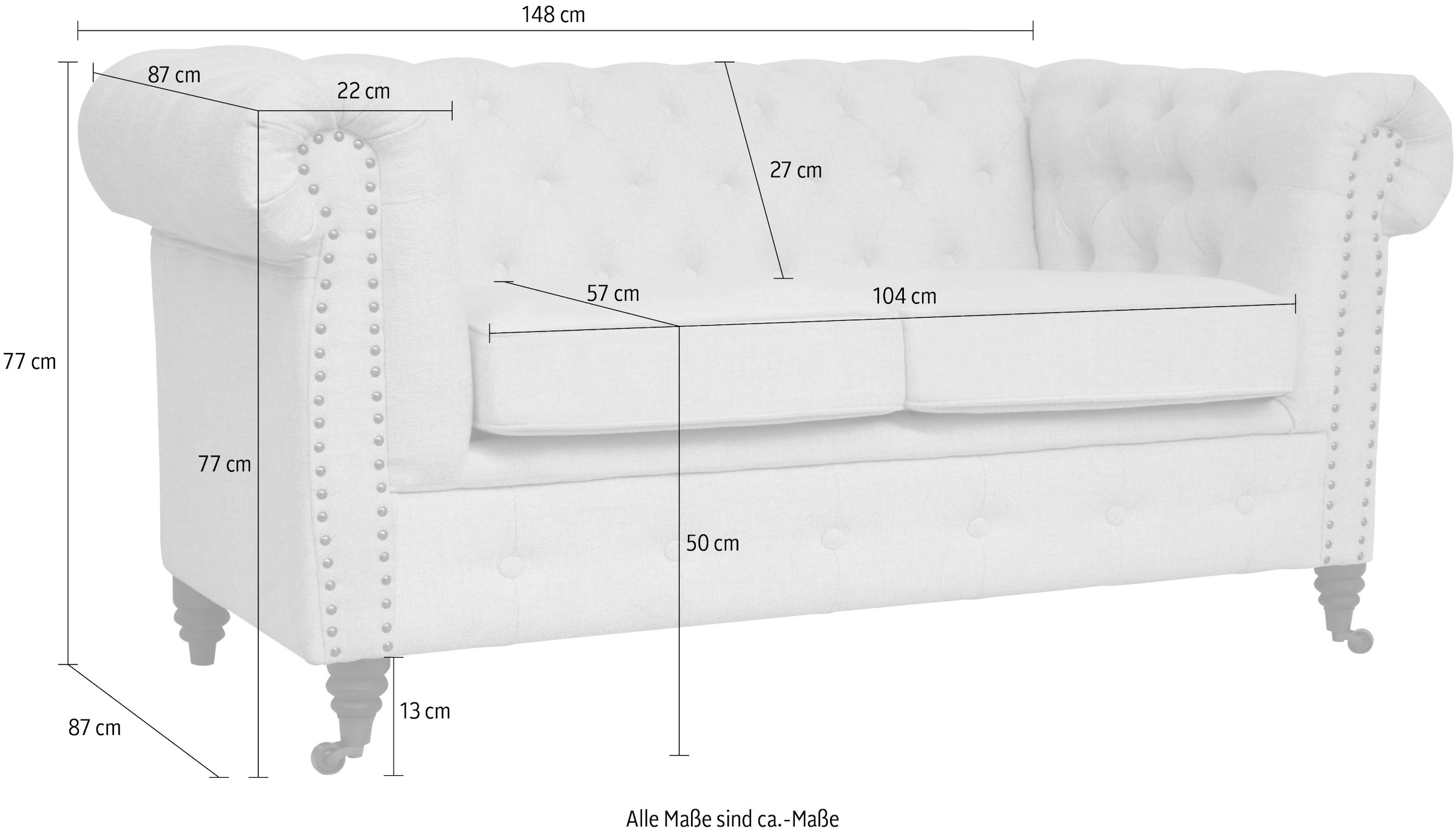Home affaire Chesterfield-Sofa »Aarburg«, aufwändige Knopfheftung und Ziernägel im Chesterfield-Design