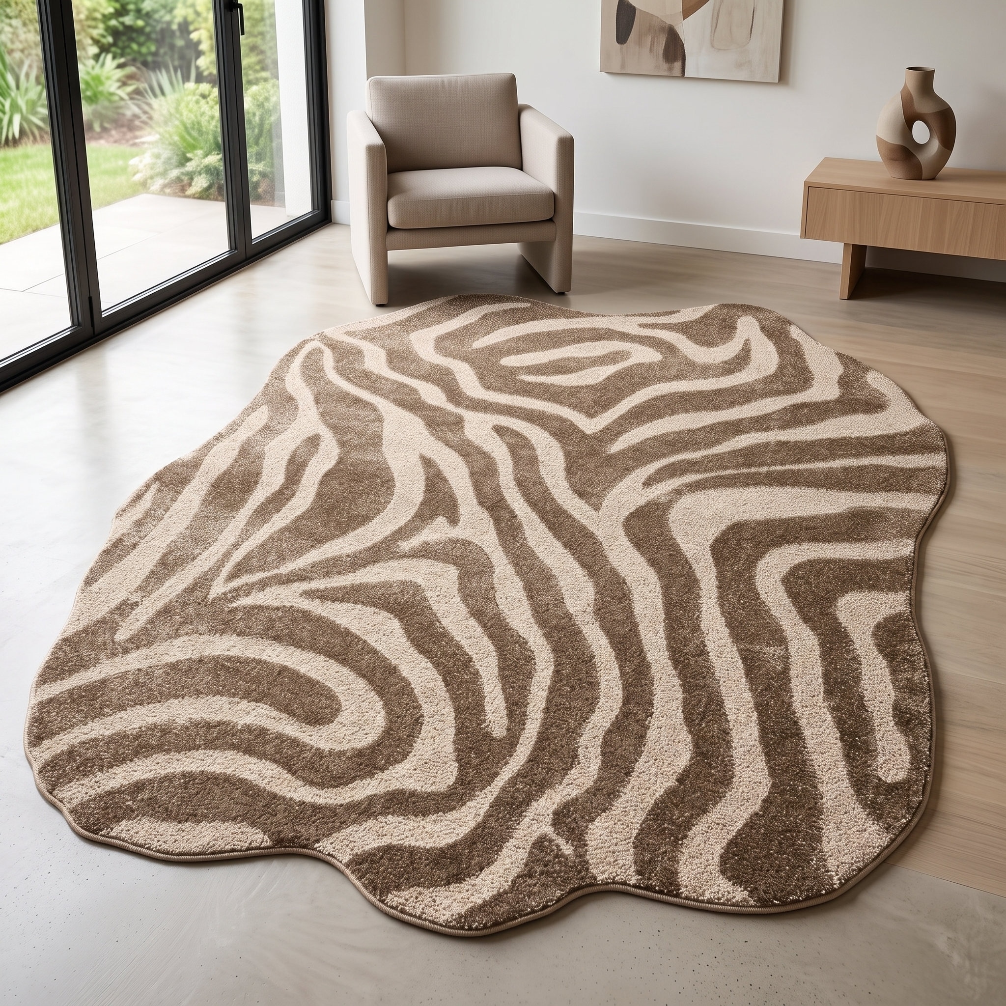 OTTO home Teppich »Zebra, besondere Form, Animal-Look« rechteckig 12 mm Höhe moderner Animal-Print, Tiermotiv, Wohnzimmer, Schlafzimmer