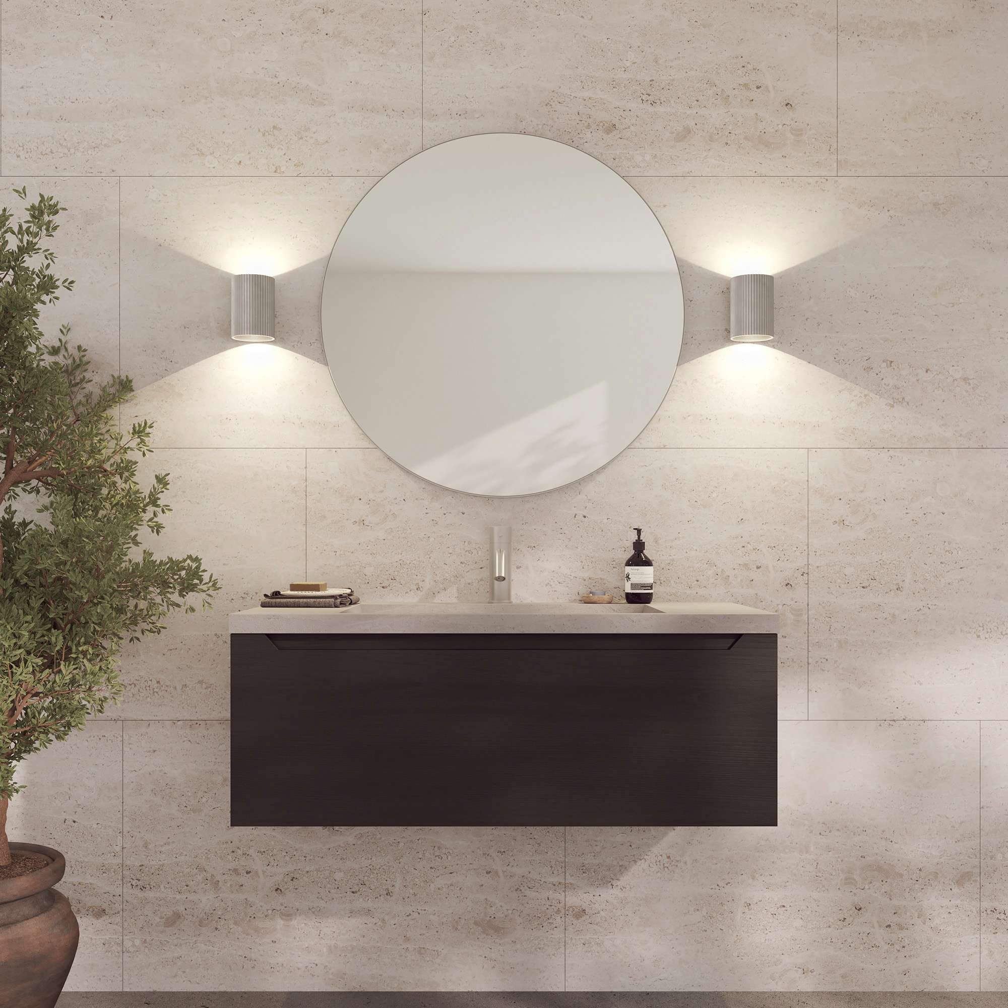 Loevschall Wandspiegel »Refine, Wandspiegel Rund für alle Raumtypen, Stilvoller Rahmen«, Runder Spiegel für Schlafzimmer, Wohnzimmer, Garderobe und Badezimmer