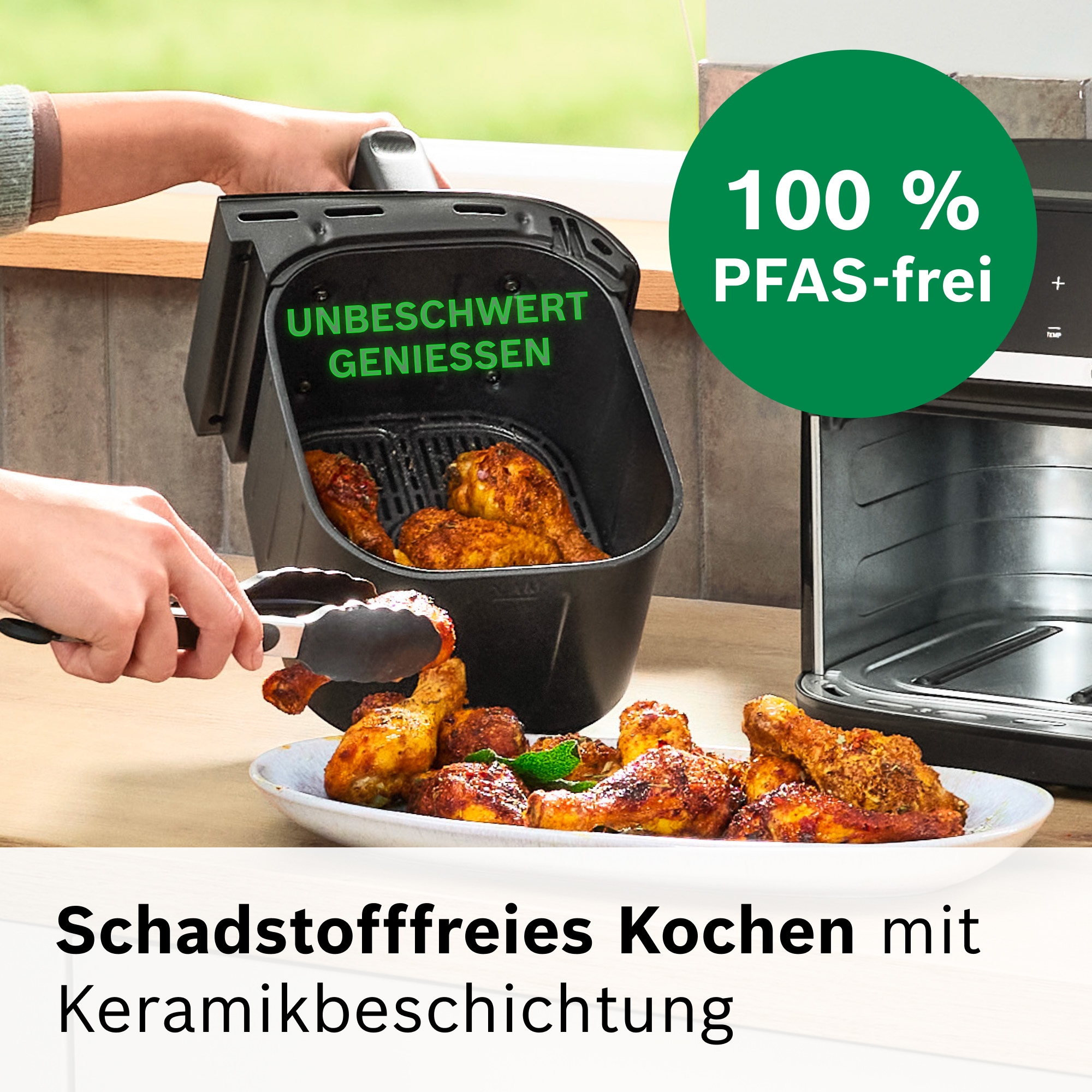 BOSCH Heißluftfritteuse »Airfryer MAFD440B0, 2* 4,5L Kammer, spülmaschinengeeignet, schwarz« 2500 W PFAs frei, einfache Reinigung, 6 voreingestellte Programme