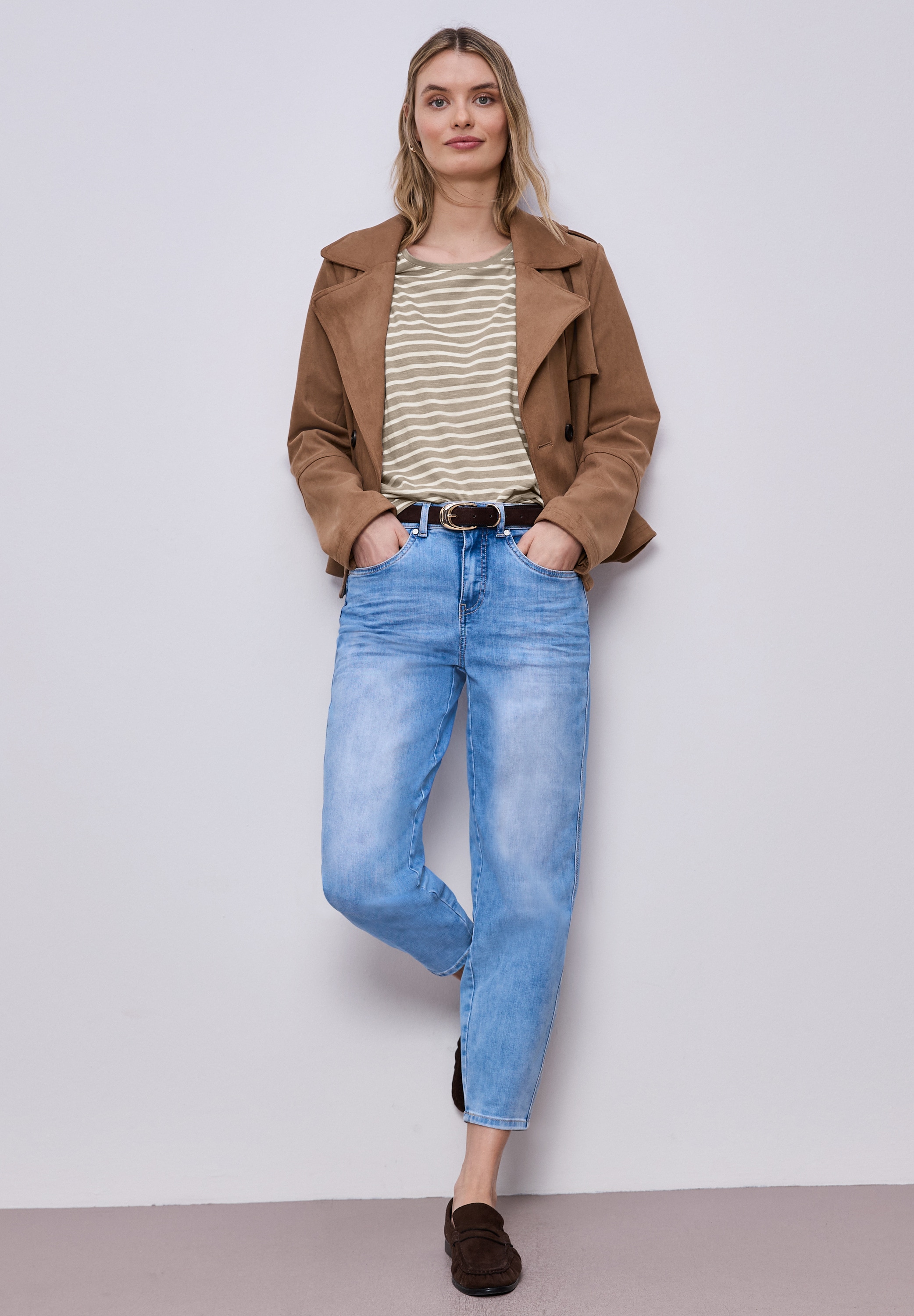 STREET ONE Kurzarmshirt »Style Gerda« im Streifen-Look und mit Rundhals