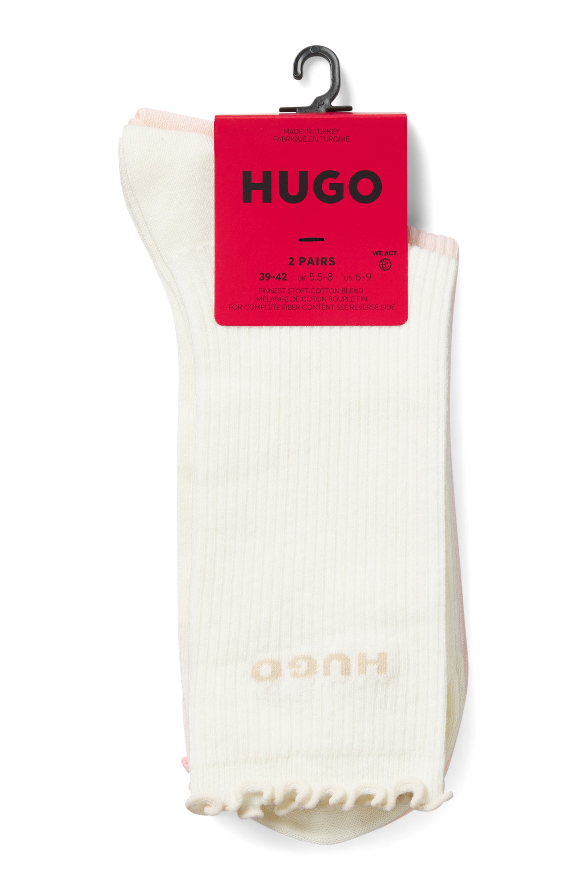 HUGO Underwear Basicsocken »2P RS LETTUCE CC W« 2 Paar tlg. Bund leicht gekräuselt