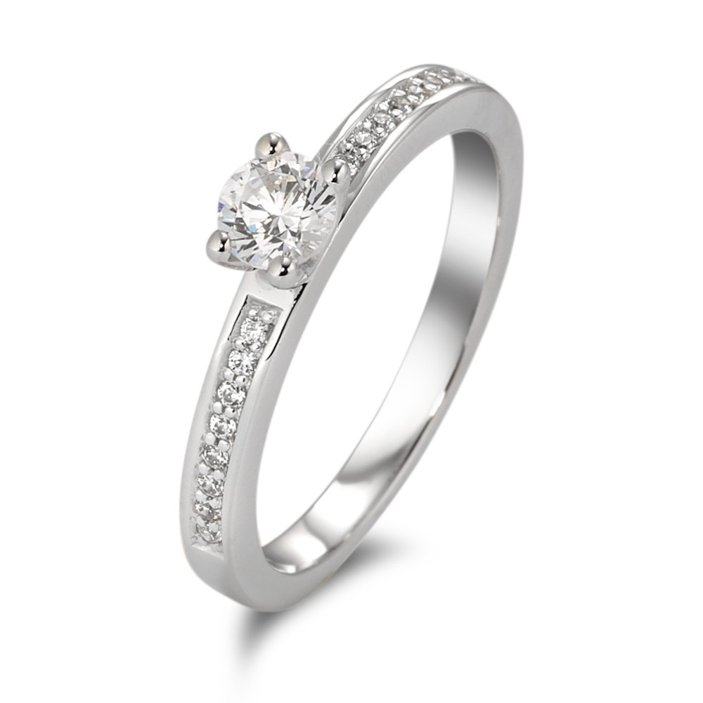 Solitär Ring 375/9 K Weissgold Zirkonia Ø4 mm, Rhomberg Schmuck