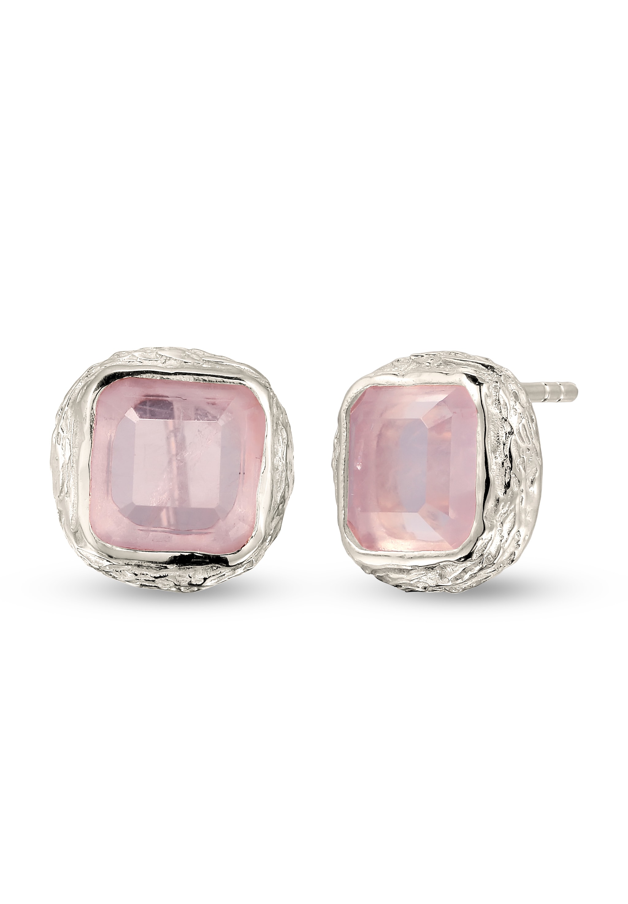 HAZE & GLORY Paar Ohrstecker »Ohrringe Ohrstecker Quadrat Quarz Rosa 925 Sterling Silber«