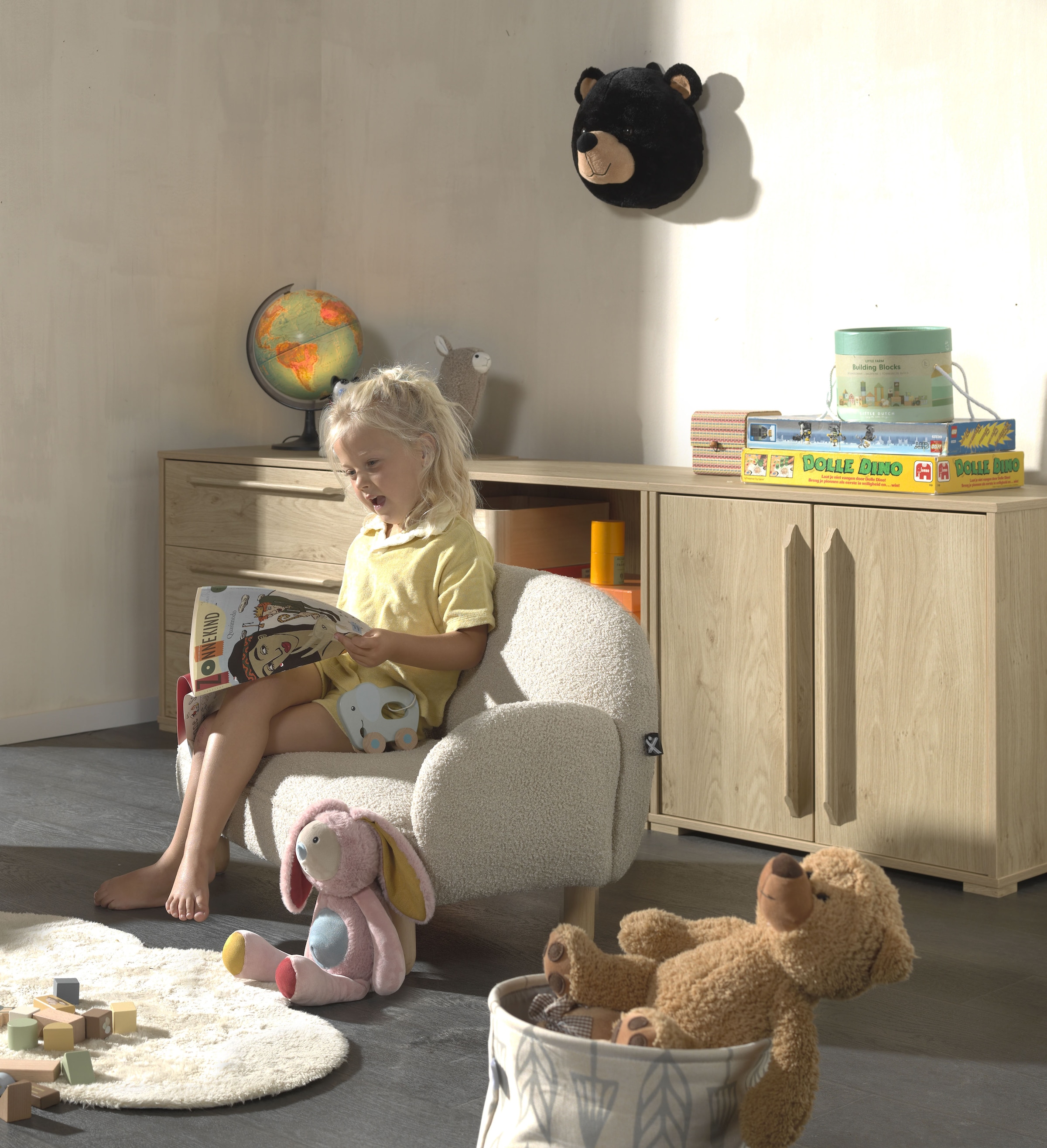 Vipack 1,5-Sitzer »für Kinder in verspielter Optik, ein Highlight für das Kinderzimmer« Bezug flauschiger Bouclé Stoff, zwei Farben zur Wahl