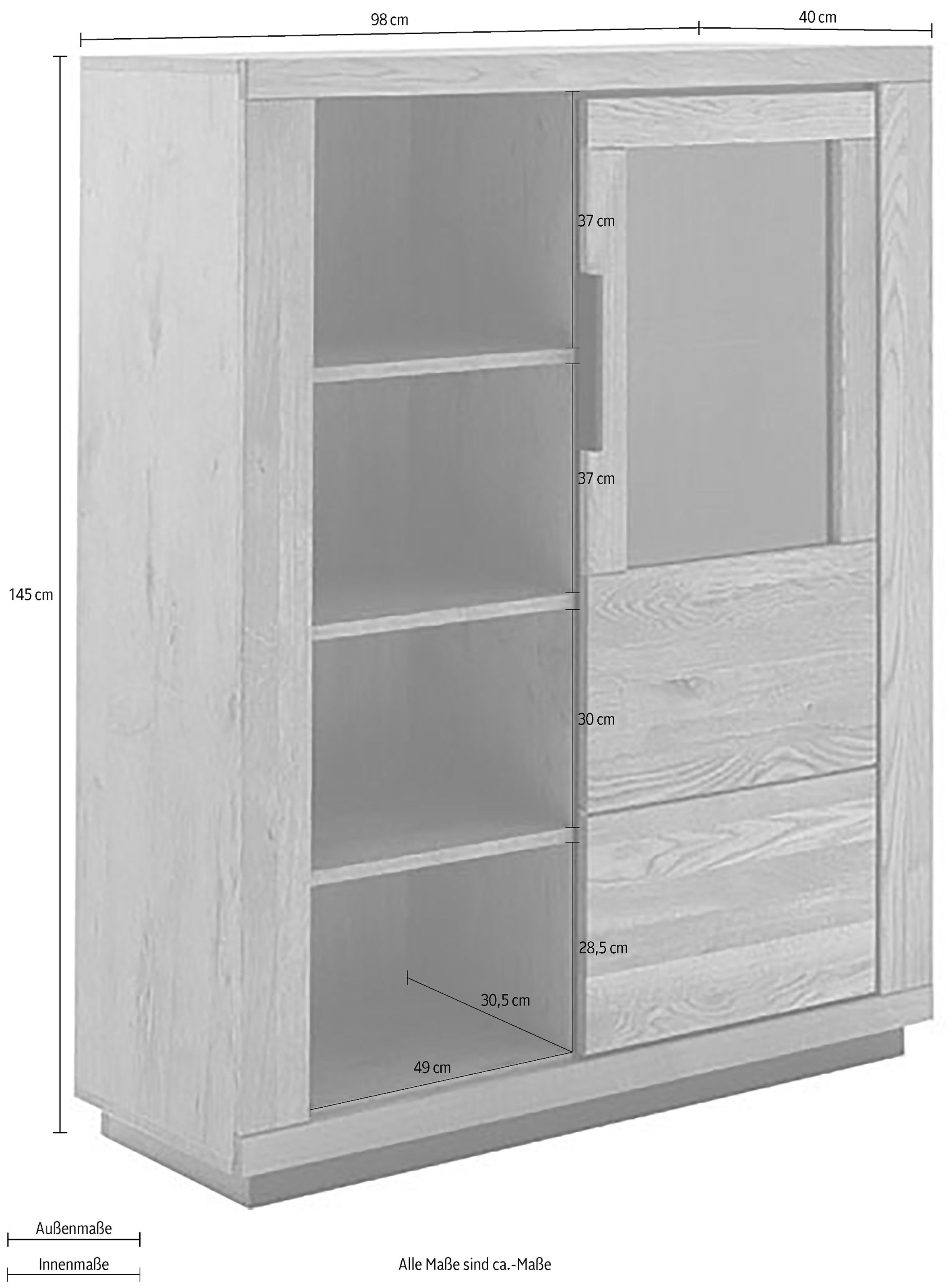 MCA living Kombikommode »Greno Kombi-Highboard«, (1 St.), durchgehende Lamelle