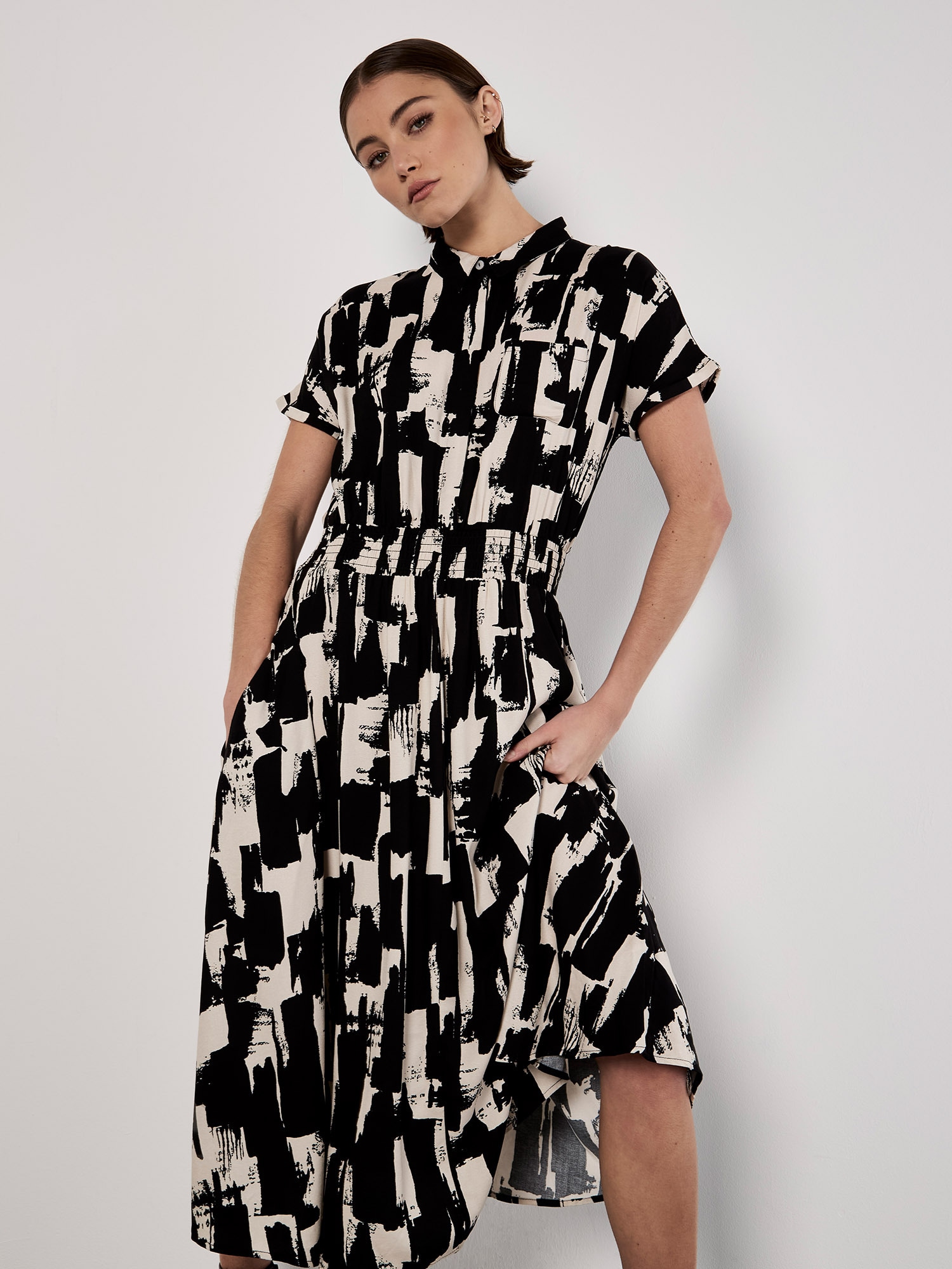 Apricot Midikleid »Midikleid« mit Pinselstrichmuster