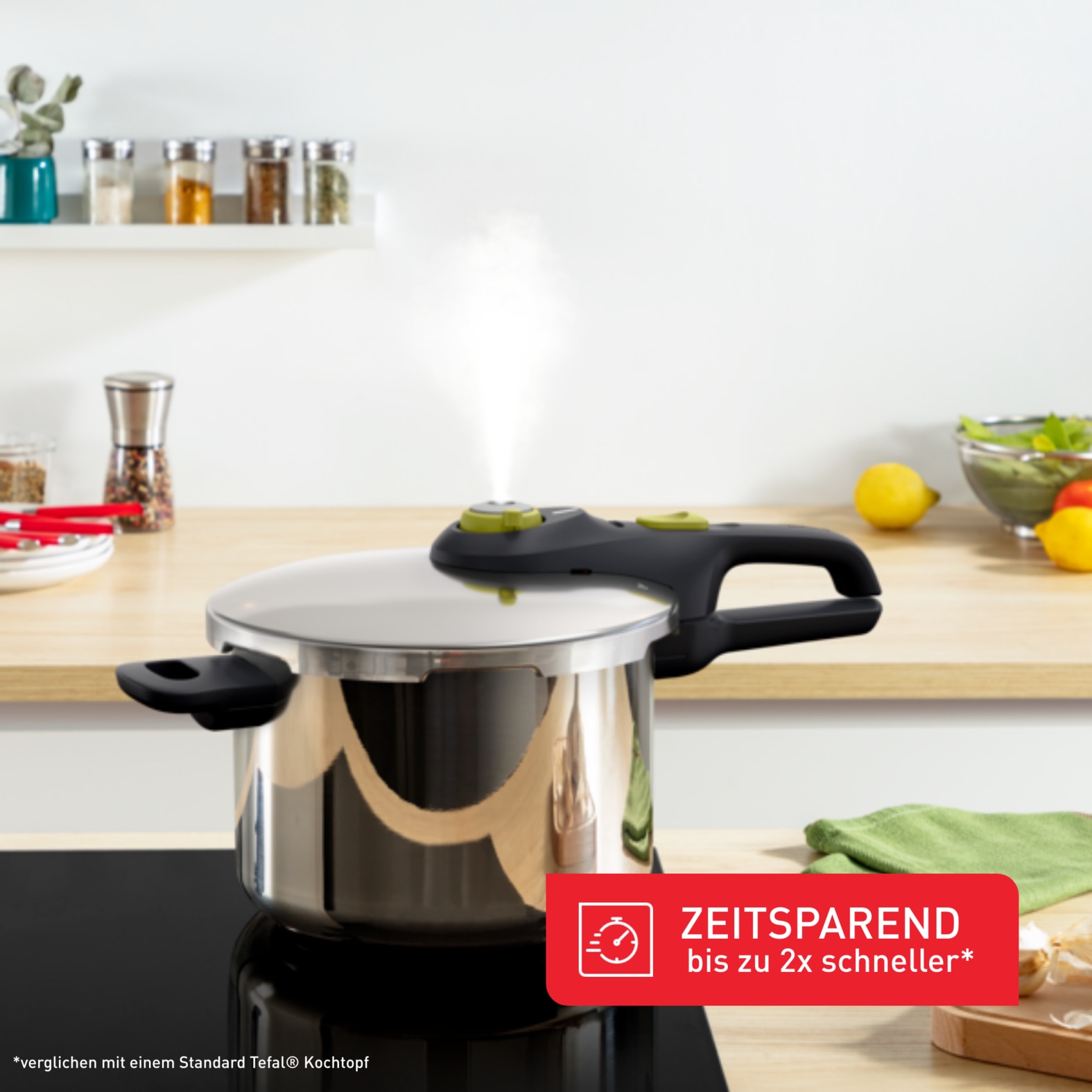 Tefal Schnellkochtopf »Secure 5 Neo, Dampfkochtopf Induktion, Fassungsvermögen 6L« 1 Stk. tlg. Edelstahl
