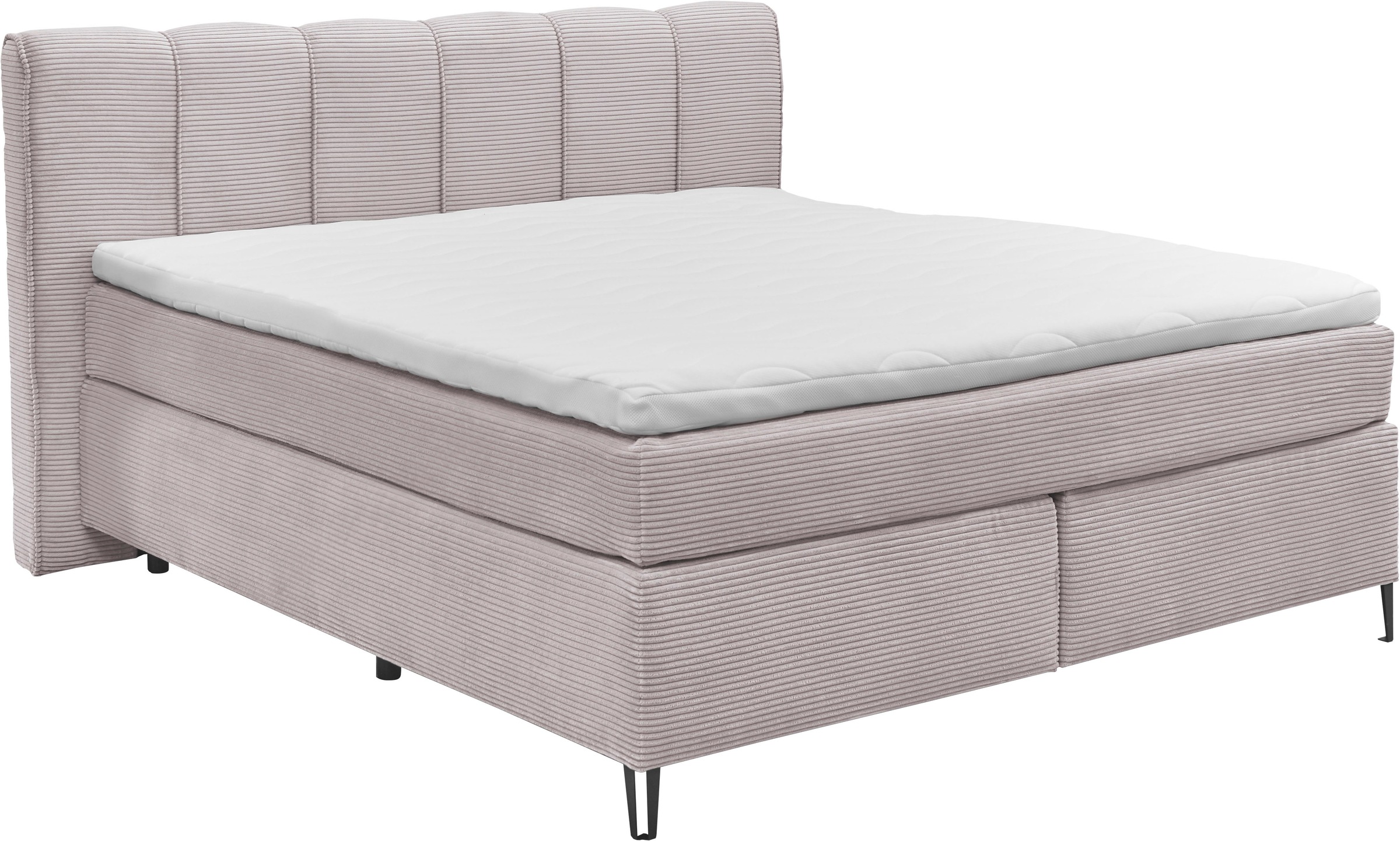 set one by Musterring Boxspringbett »Fairfield«, Metallfuß schwarz, Kopfteil mit Keder, Breite 160 oder 180 cm