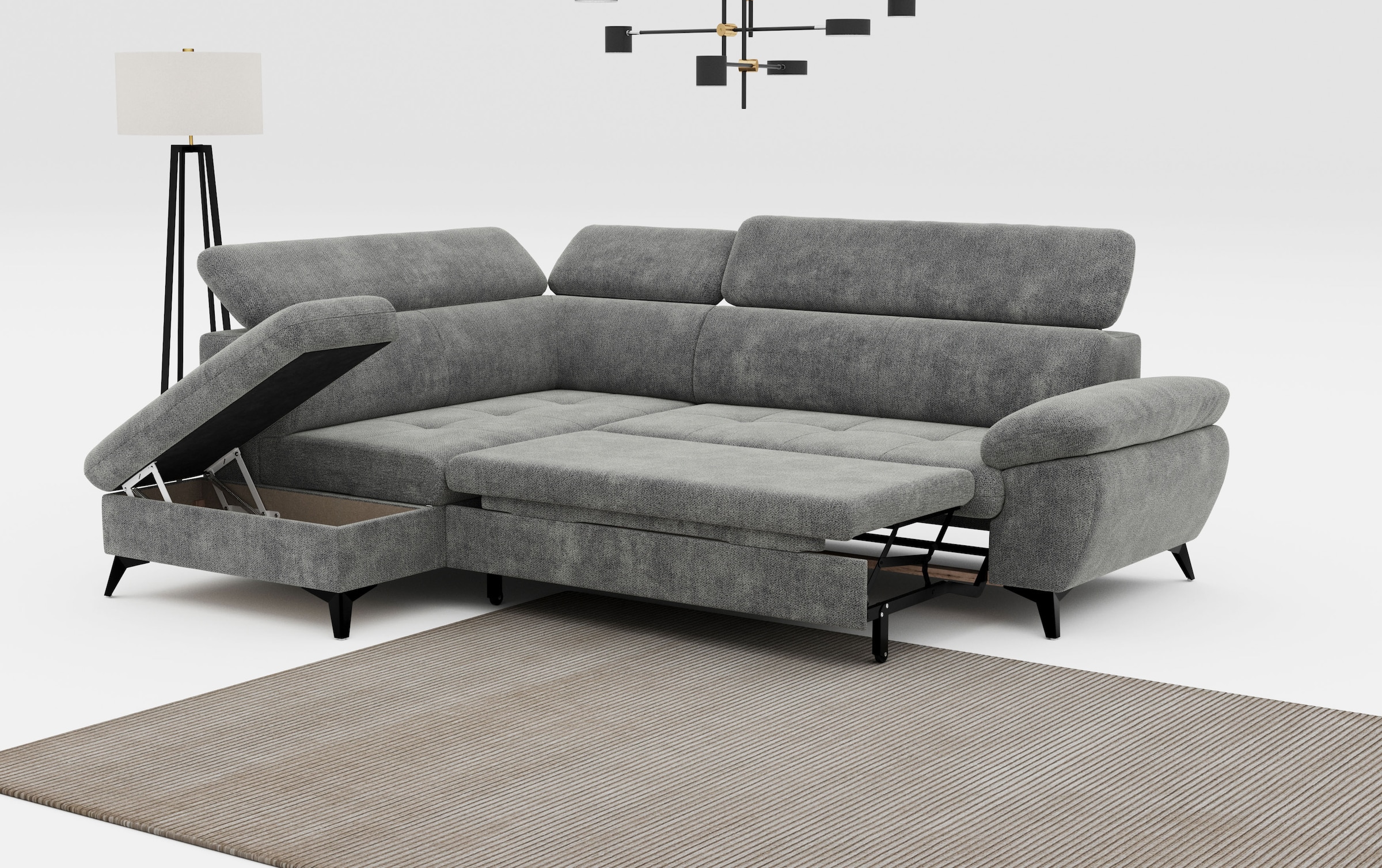 COTTA Ecksofa »Hudson L-Form«, mit Kopfteilverstellung, wahlweise mit Bettfunktion & Bettkasten