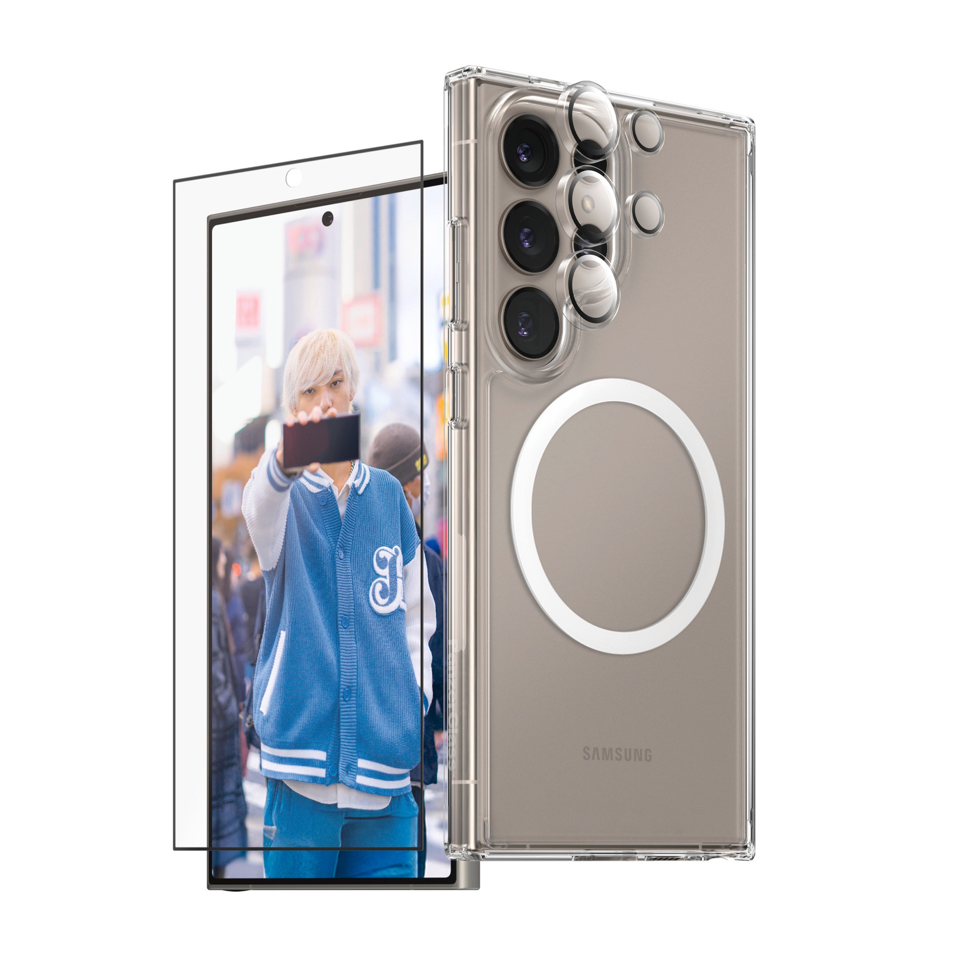 CARE by PanzerGlass Displayschutzglas »3-in-1 Protection Set«, für Samsung Galaxy S25 Ultra, Displayschutzfolie, Schutzfolie, Bildschirmschutz, kratz- & stoßfest