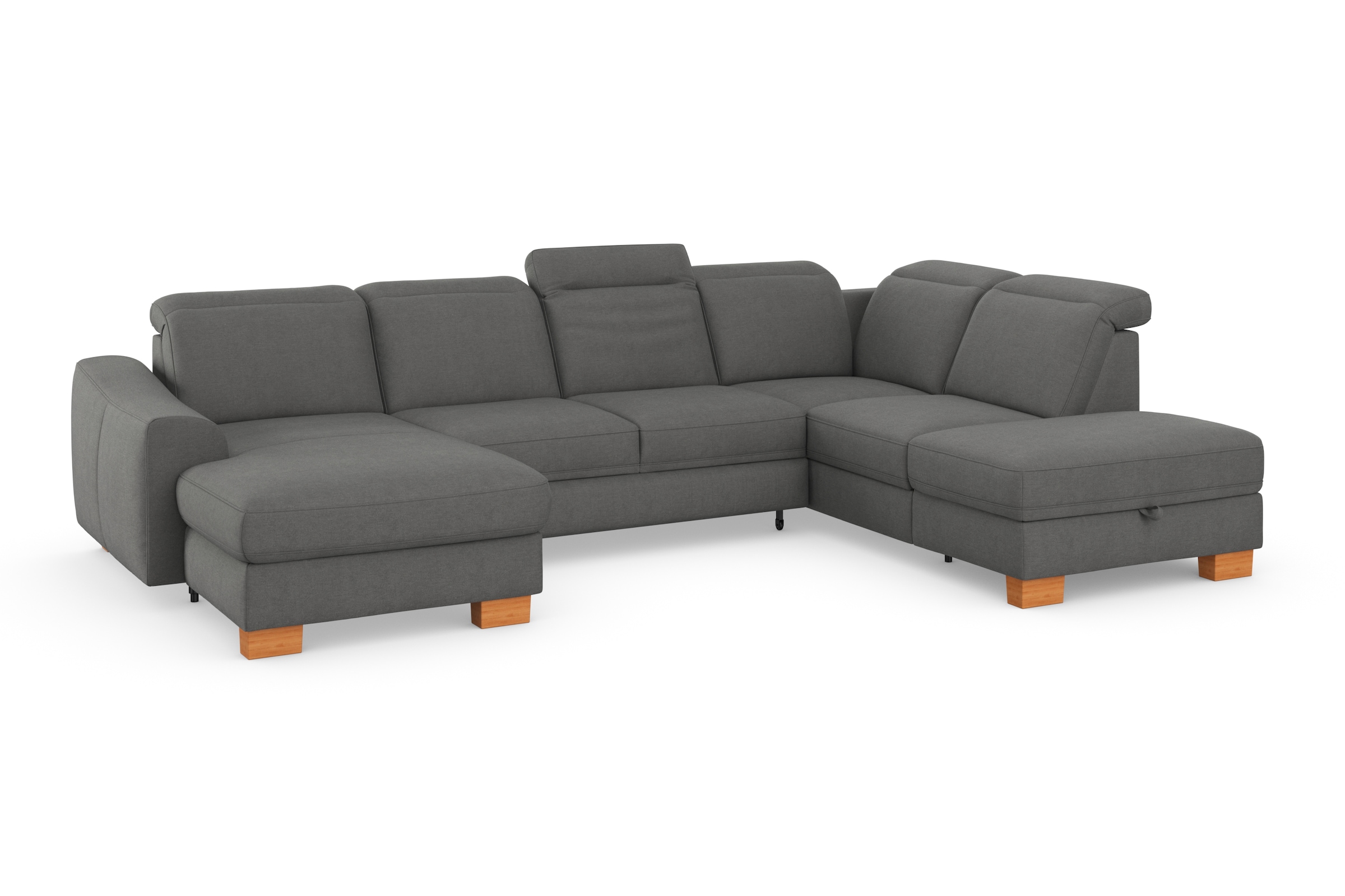 sit&more Wohnlandschaft »Dundee U-Form«, mit Federkern und Massivholzfüßen, wahlweise mit Kopfteilverstellung