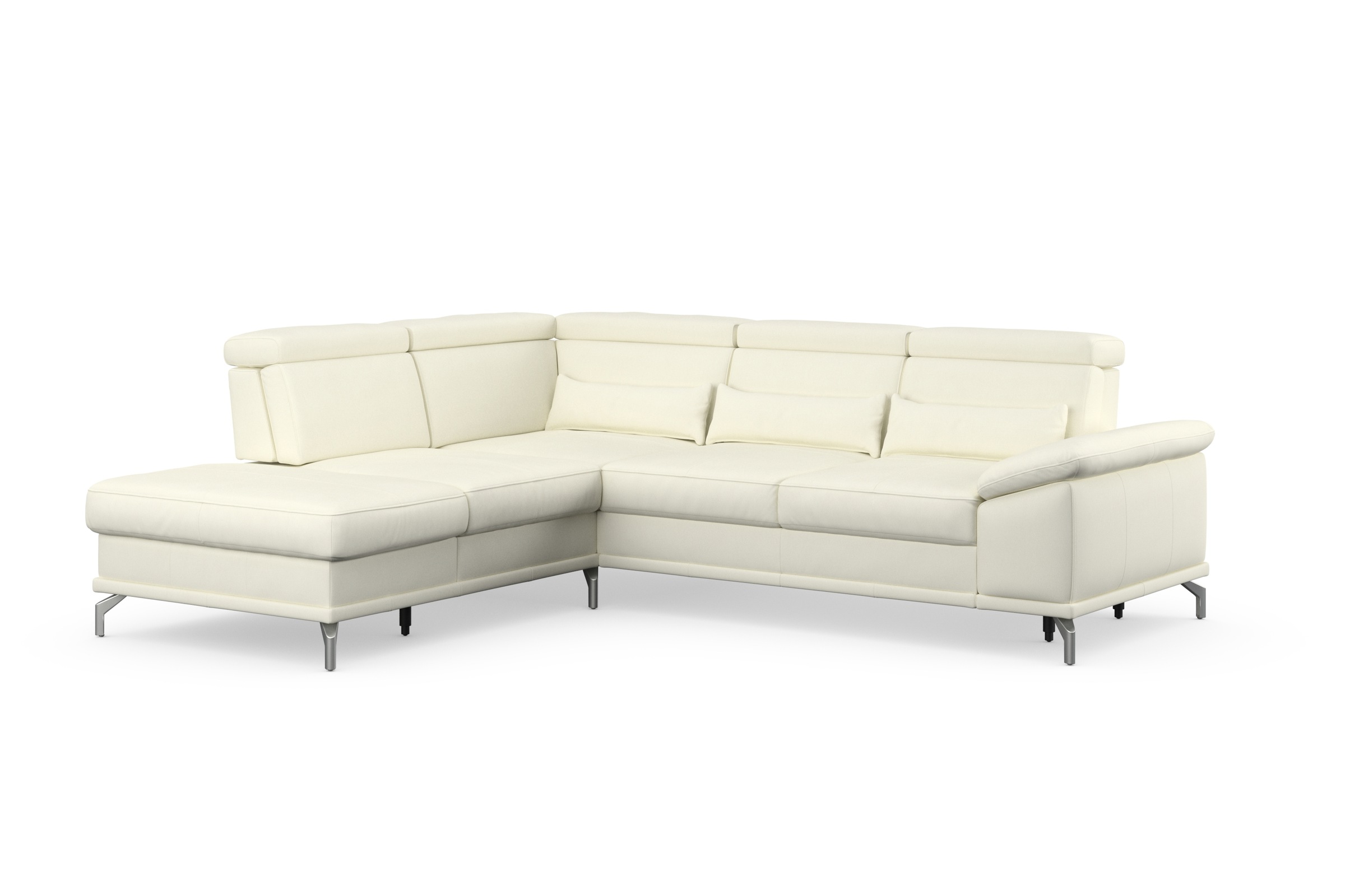 sit&more Ecksofa »Cabrio L-Form, B: 274 cm, mit Sitztiefen-, Arm- & Kopfteilverstellung«, 3 Nierenkissen, Federkern, optional Bettfunktion und Stauraum