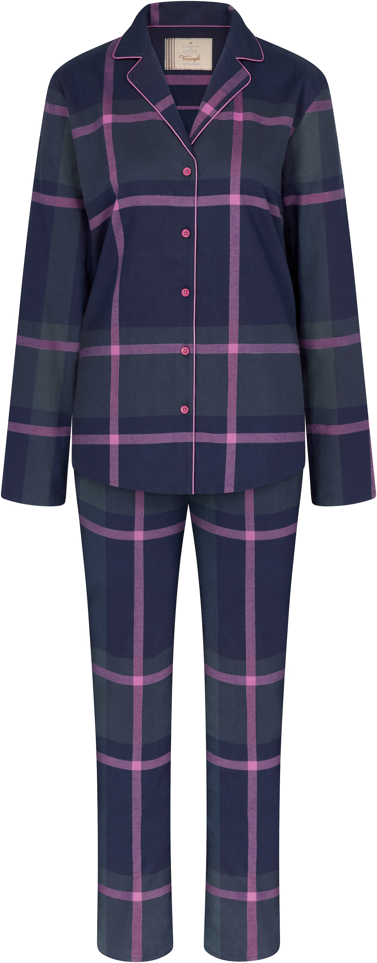 Pyjama OTTO Checks«, X 2 Taschen bestellen Triumph (Set, Schlafanzug bei »Boyfriend seitlichen tlg.), mit PW