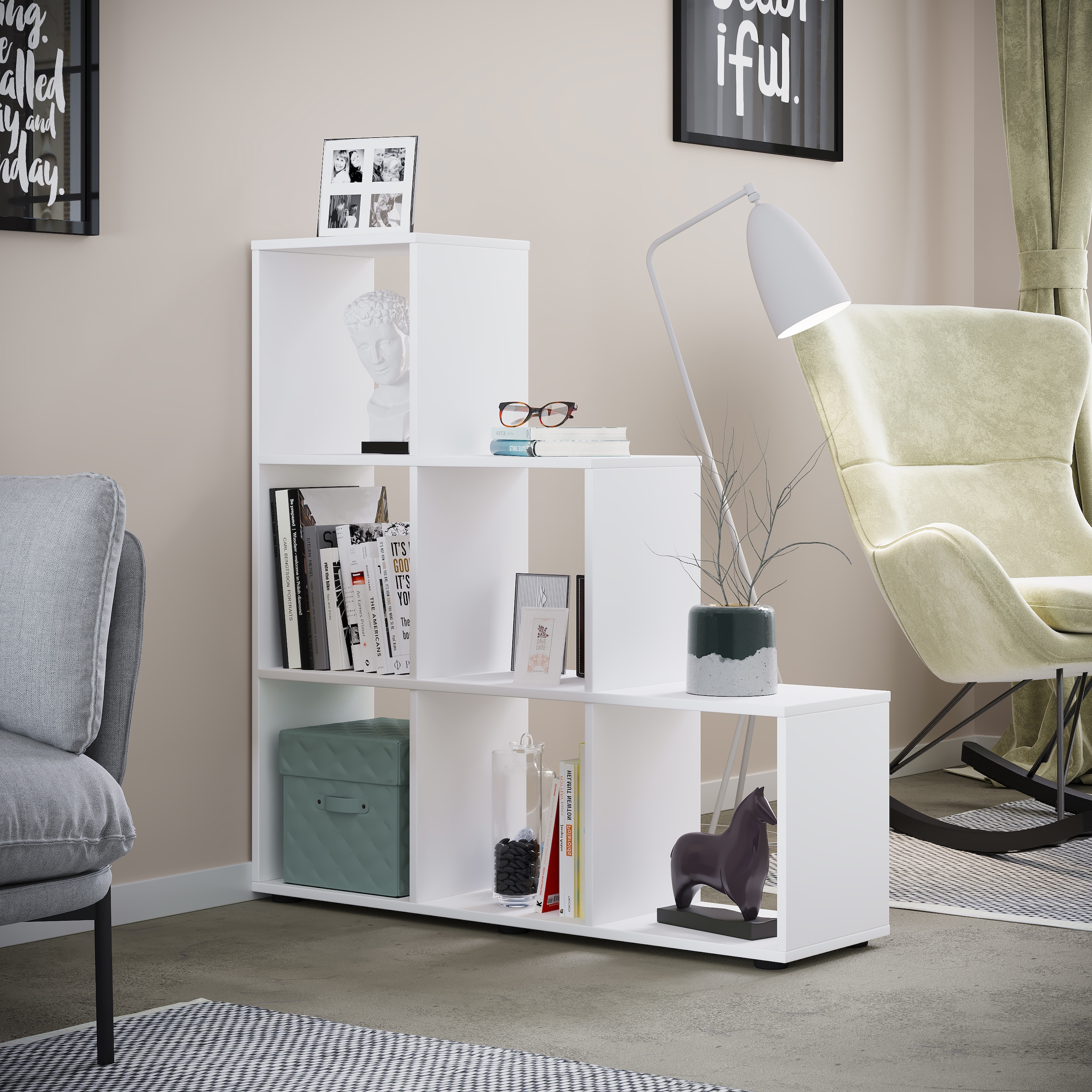 VCM Standregal »Holz Stand Treppenregal Regal 6 Fächer Nitas«