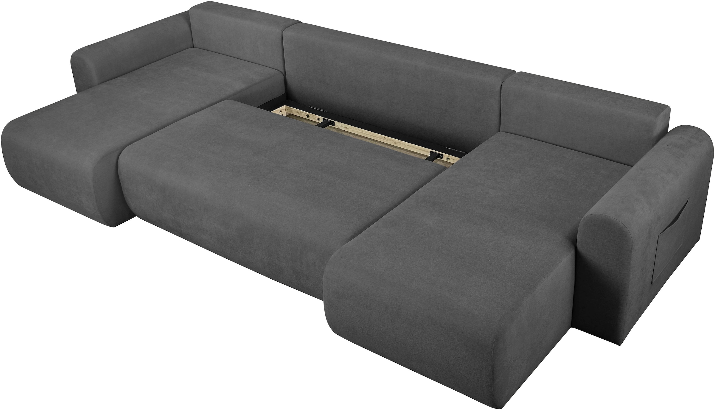 OTTO home Wohnlandschaft »JONAA Feinstruktur, U-Form, 311 cm. -OTTO. Verlässliche Qualität« Tonnentaschen-Federkern, Bettkasten, Schlafsofa (133/270)