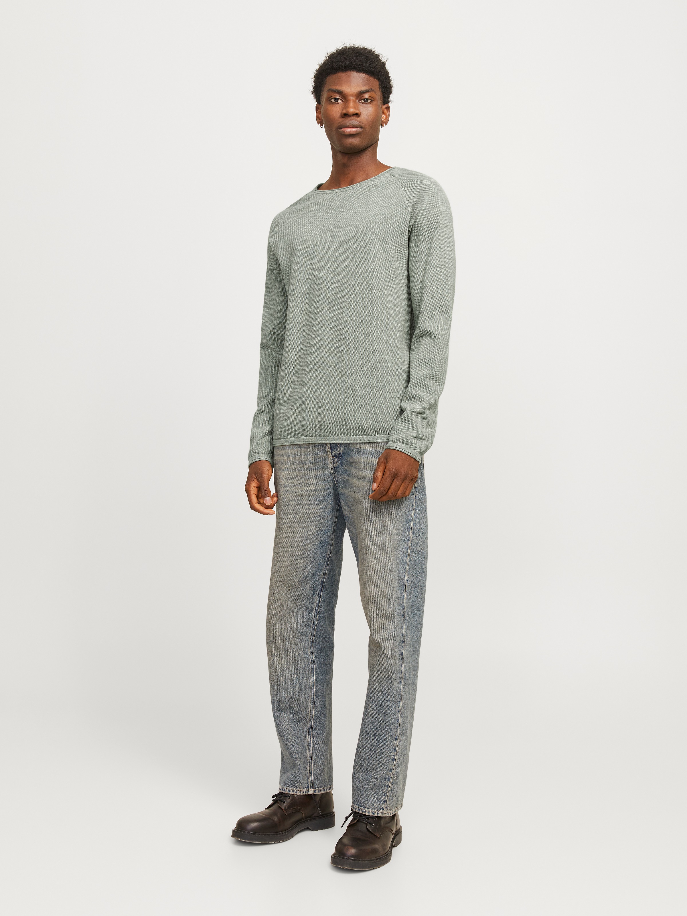 Jack & Jones Rundhalspullover »JJEHILL KNIT CREW NECK NOOS«, aus Strukturstrick