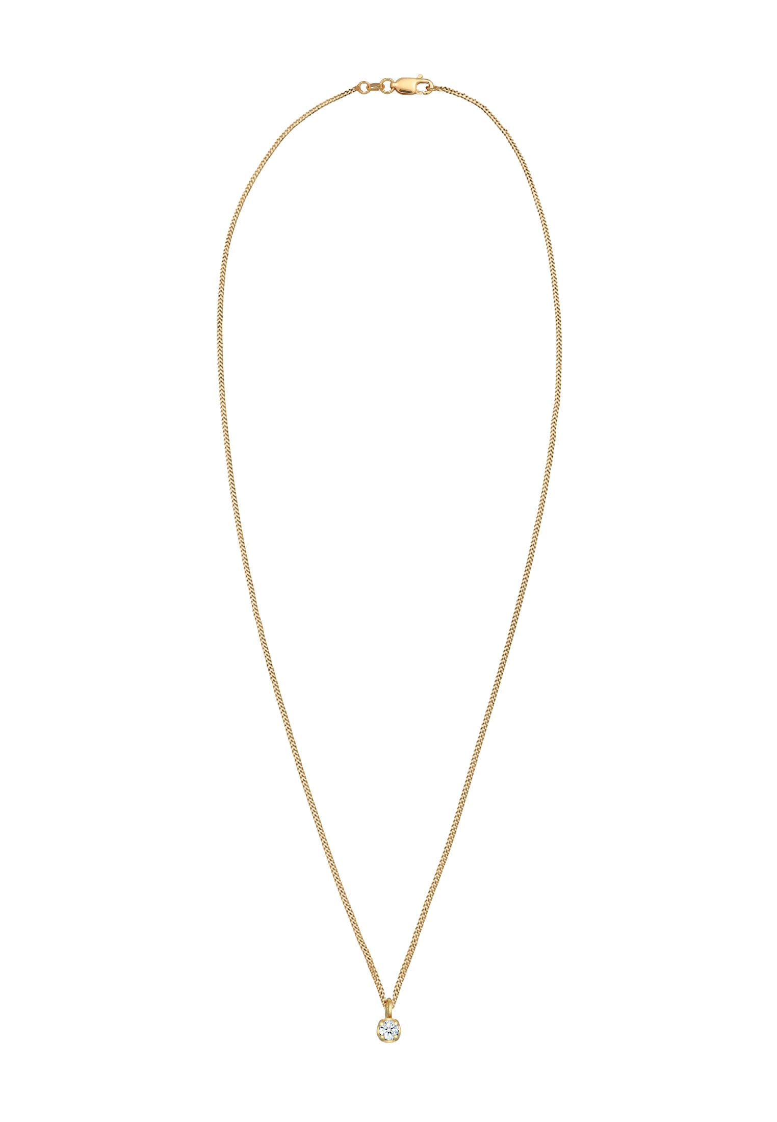 Elli DIAMONDS Silberkette »Halskette Solitär Diamant (0.03 ct.) Elegant 375 Gelbgold«