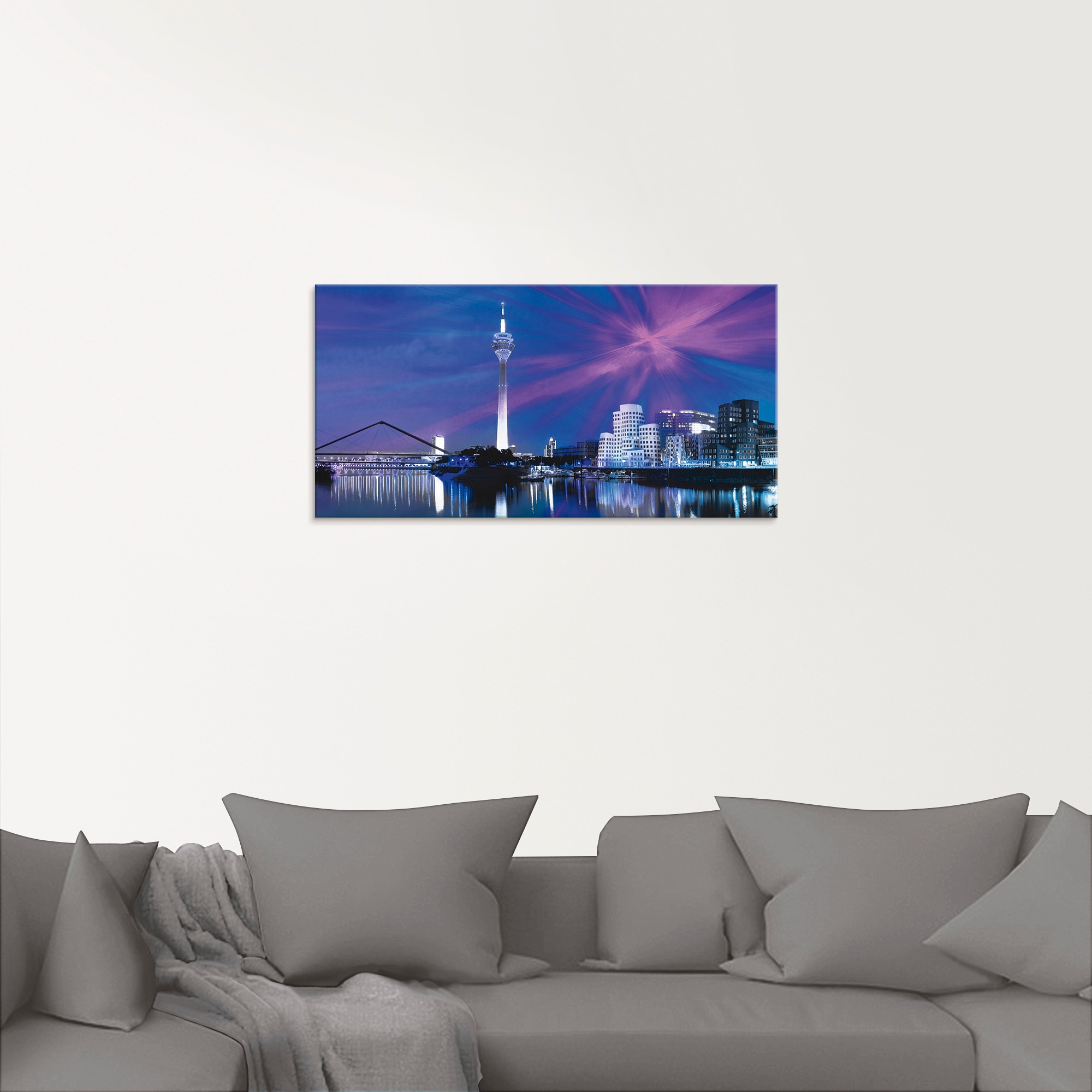Artland Glasbild »Düsseldorf Skyline Abstrakte Collage«, Deutschland, (1 St.), in verschiedenen Größen
