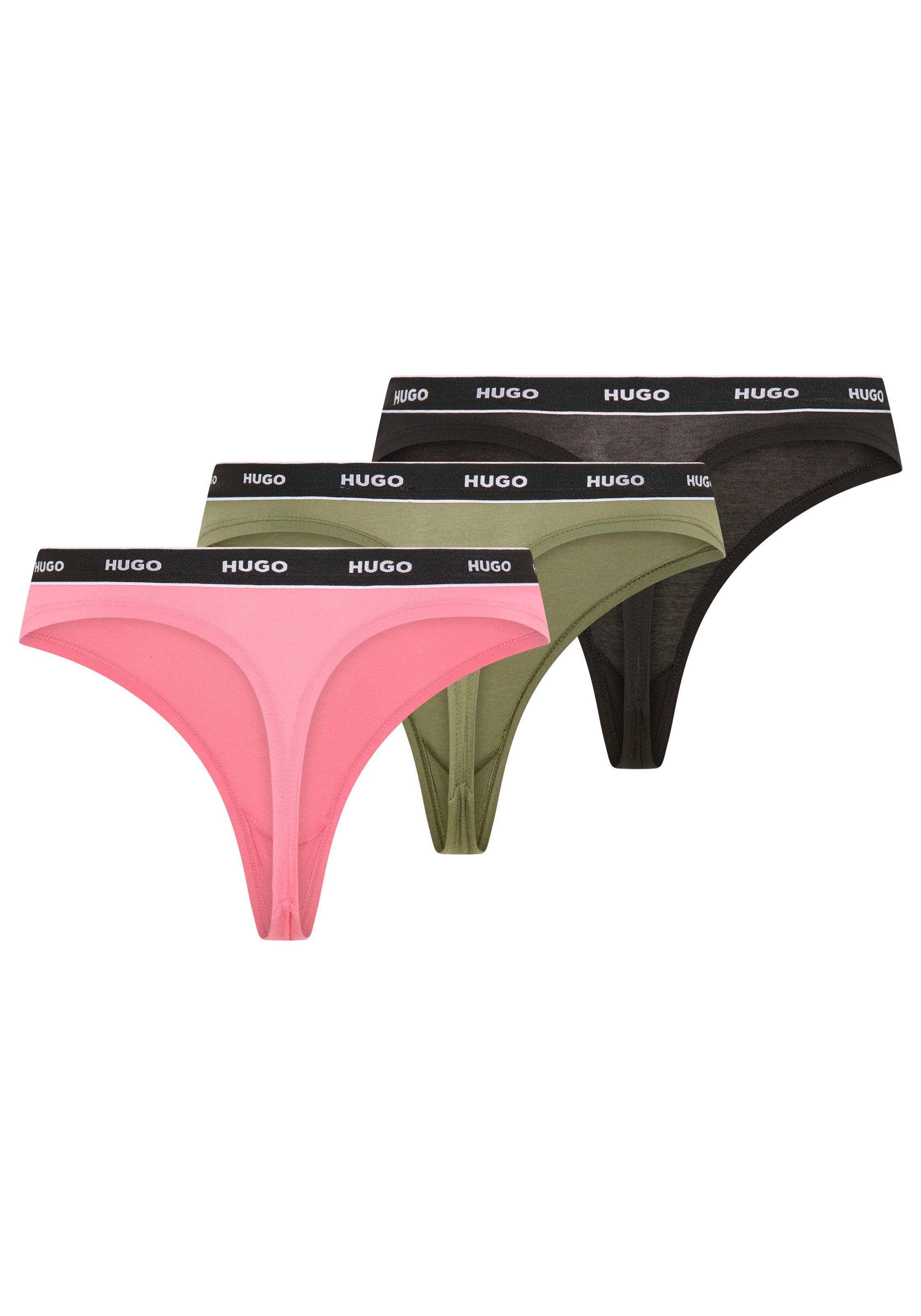 HUGO Underwear String »TRIPLET THONG STRIPE« elastischer Bund mit Logo, enganliegend