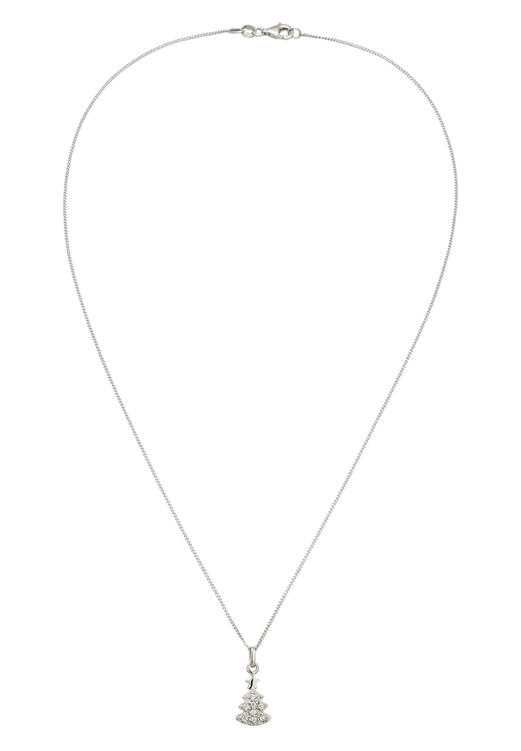 Elli DIAMONDS Silberkette »Halskette Tannenbaum Laborgezüchtete Diamanten Weiß (0.015 ct) 925 Sterling Silber«