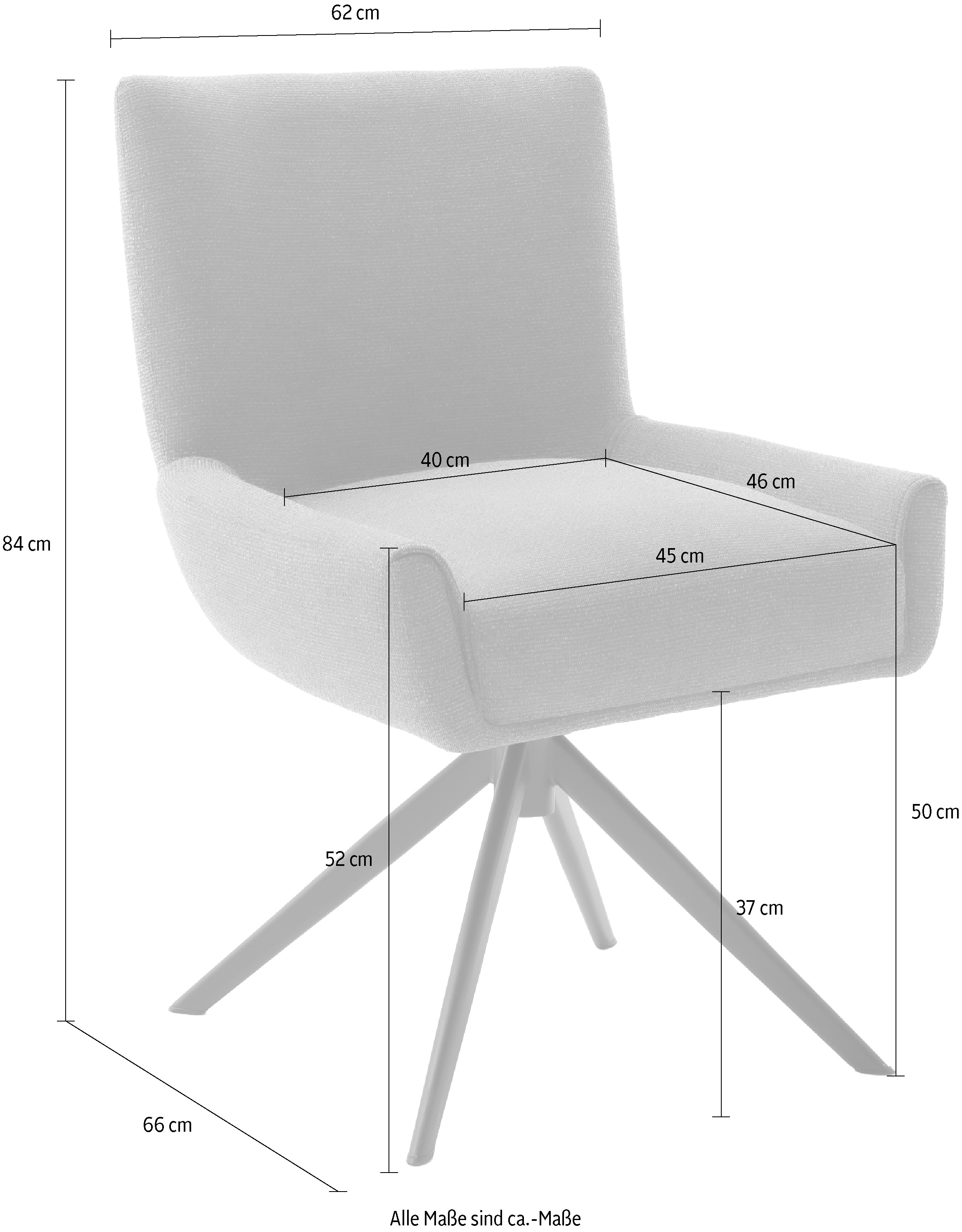 MCA furniture 4-Fußstuhl »WILSON Esszimmerstuhl, Armlehnstuhl, Polsterstuhl, modern«, (Set), 2 St., Leder, Stuhl, Armlehnenstuhl, drehbar, Taschenfederkern, belastbar 160 kg,XXL