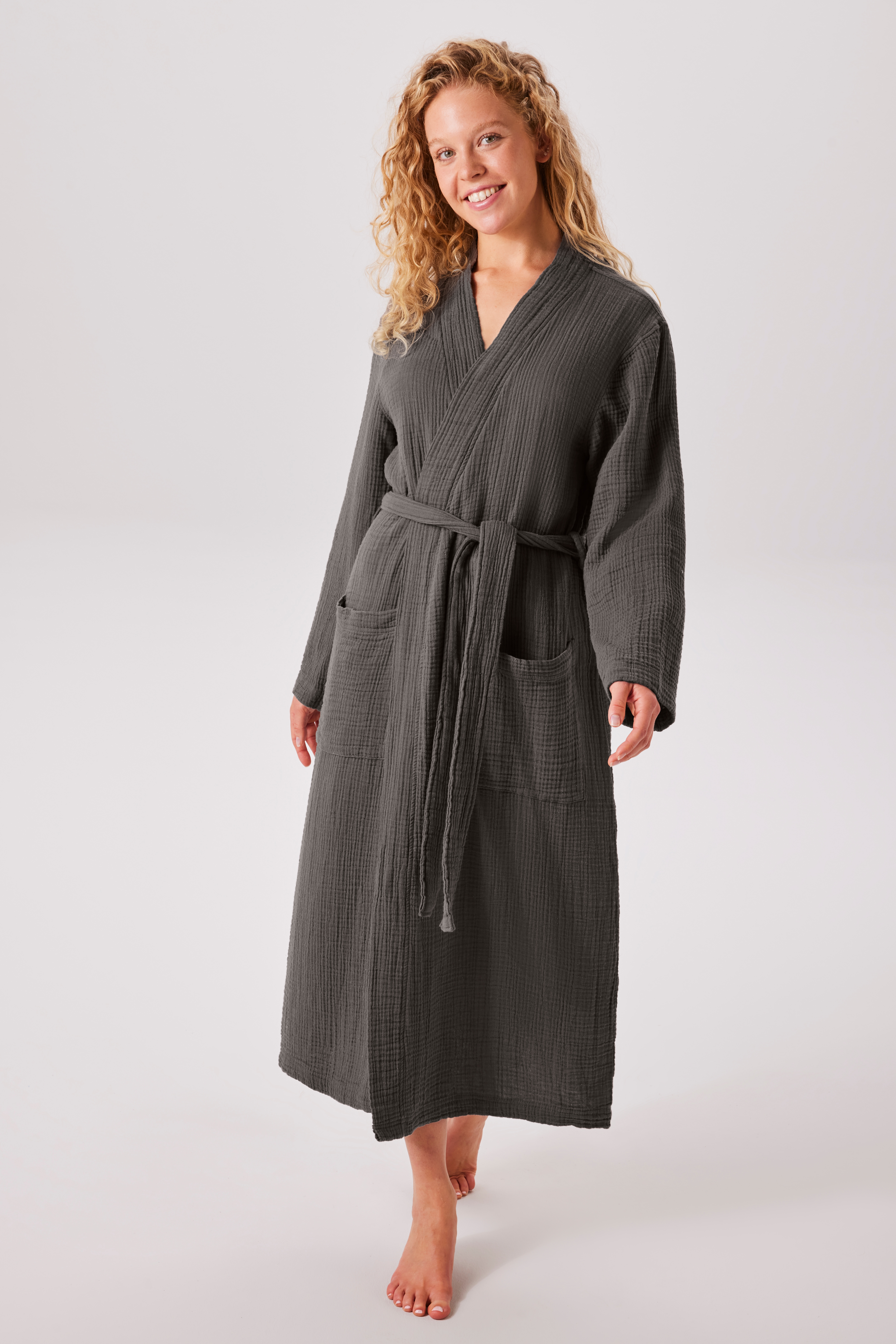 My Home Damen Bademantel »Juna Musselin, ideal für Sauna & Spa, Hotelbademantel, Morgenmantel« 1 Stk. tlg., modern, leichte Qualität, 100%...