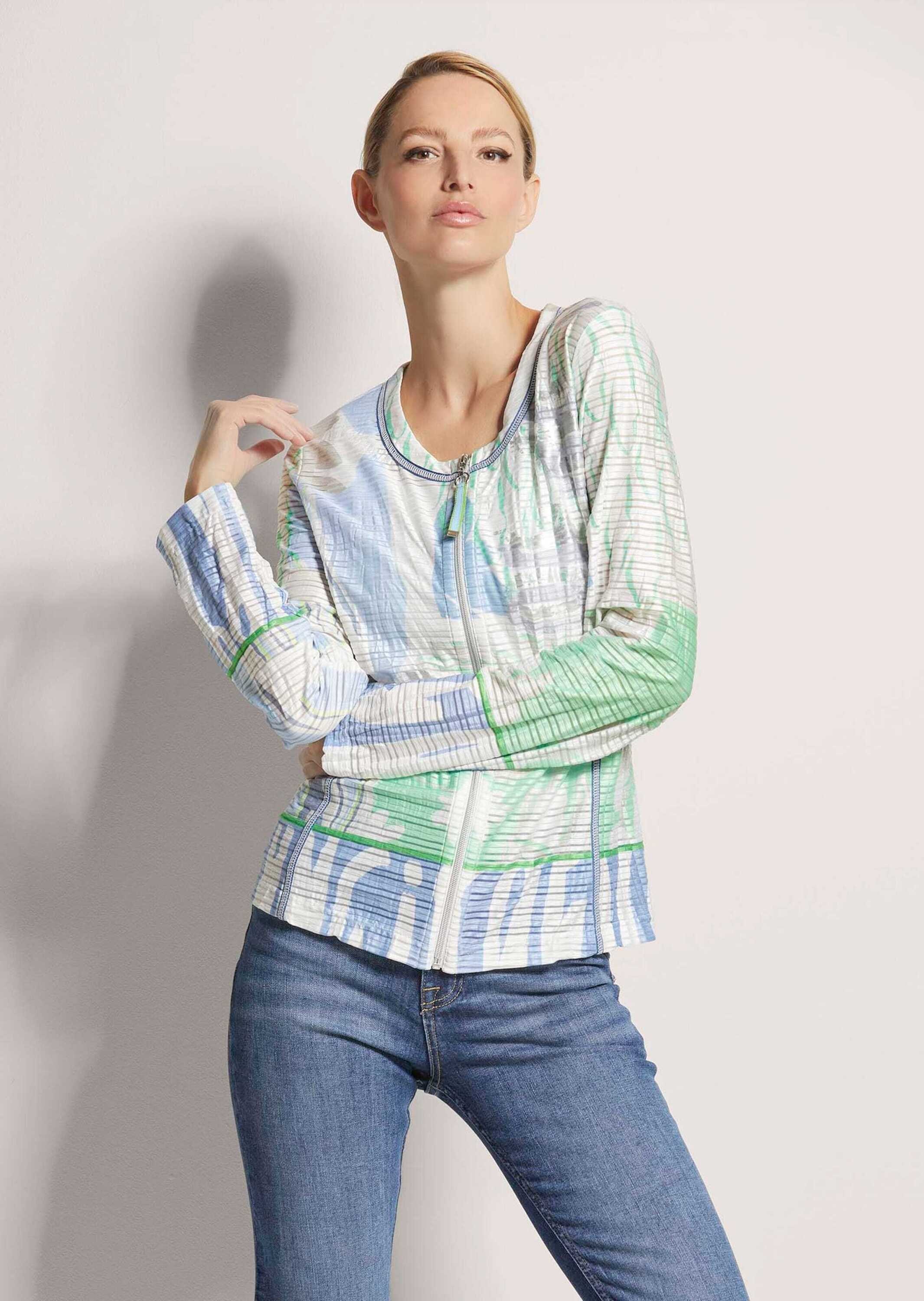 MADELEINE Kurzjacke »Sweatjacke Sweat-Jacke mit Zipper und Unikat Print«