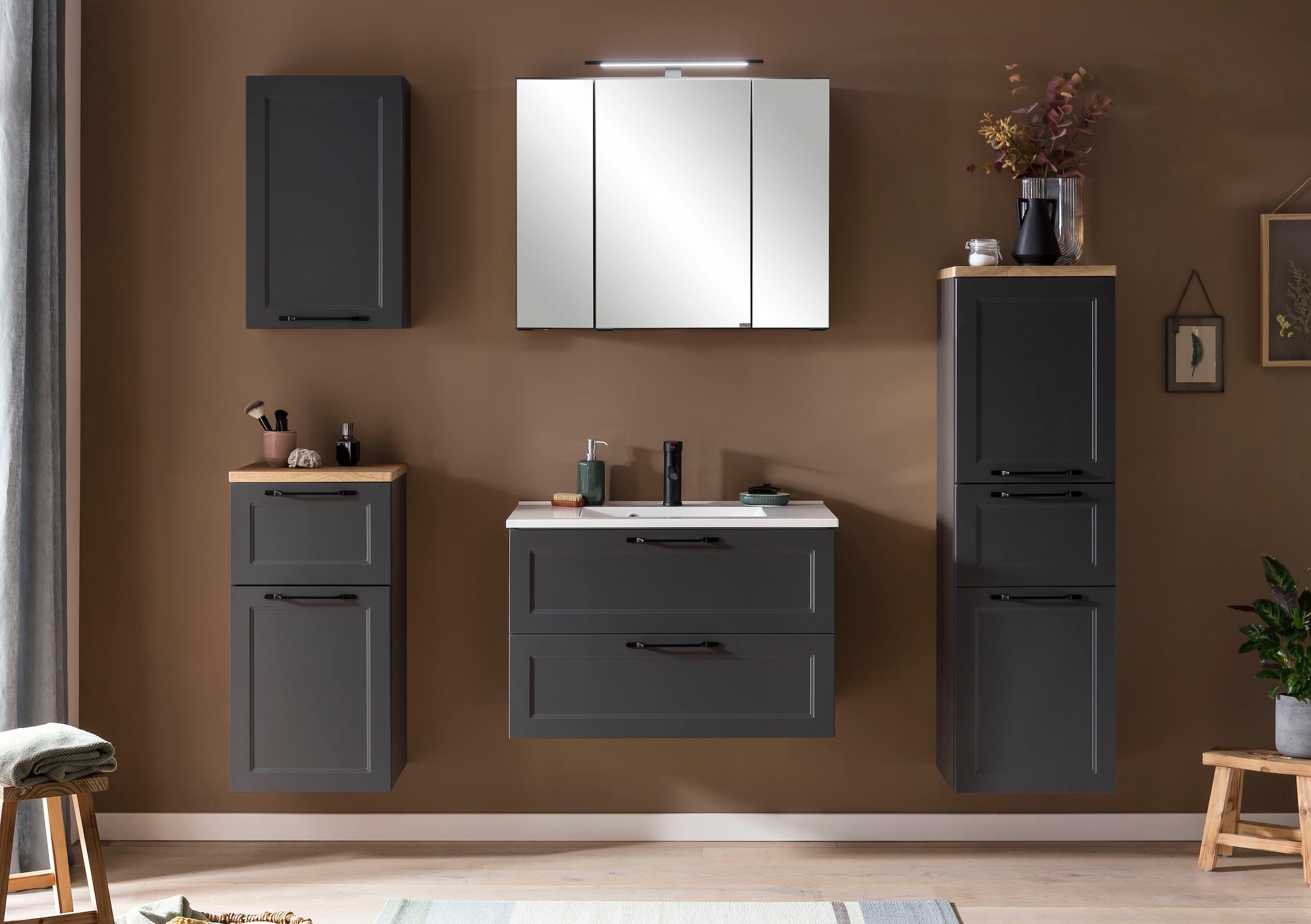 welltime Badmöbel-Set »Lana«, (Komplett-Set, 2 St.), Badezimmer-Set, 2-teilig, inkl. Waschbecken, 80 cm breit
