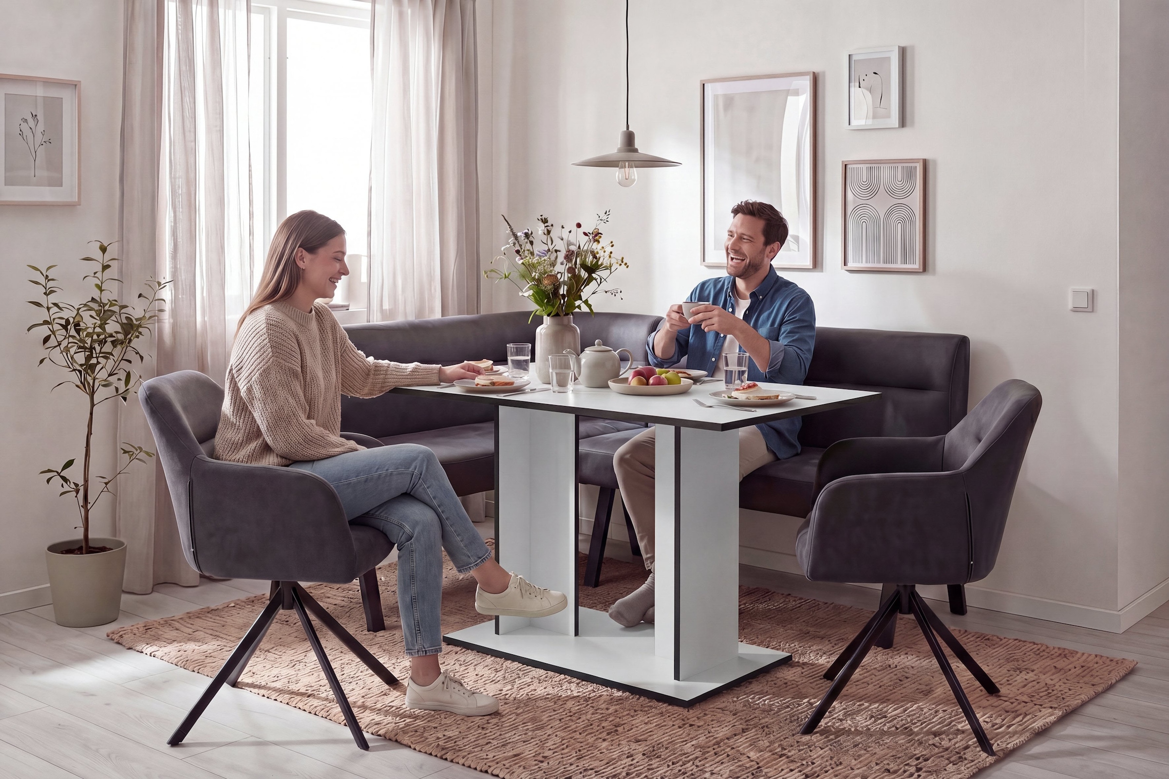 byLIVING Esstisch »TOM« Artisan Eiche oder Weiß, 100 kg, 4 Sitzplätze, Säule: 25 x 56,6 cm