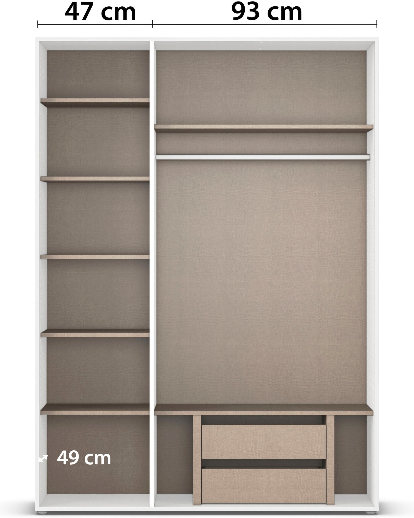 rauch Drehtürenschrank »Kleiderschrank Schrank Garderobe Wäscheschrank NARAI mit Spiegel«, (in 3 verschiedenen Ausstattungen BASIC/CLASSIC/PREMIUM), Griffausfräsungen für eine grifflose Optik TOPSELLER MADE IN GERMANY