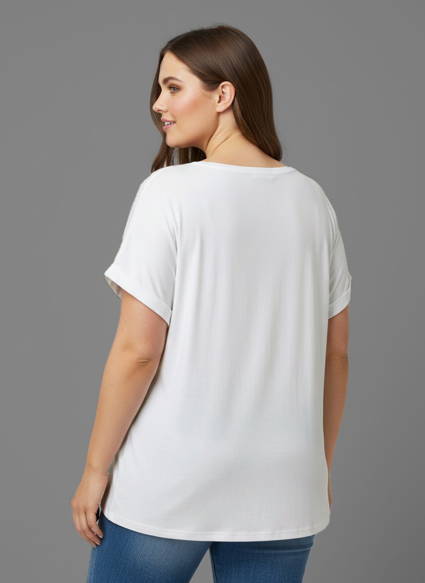 Laura Scott CURVE T-Shirt, (2 tlg.), im 2er Pack mit modischem Ärmelaufschlag - GROSSE GRÖSSEN