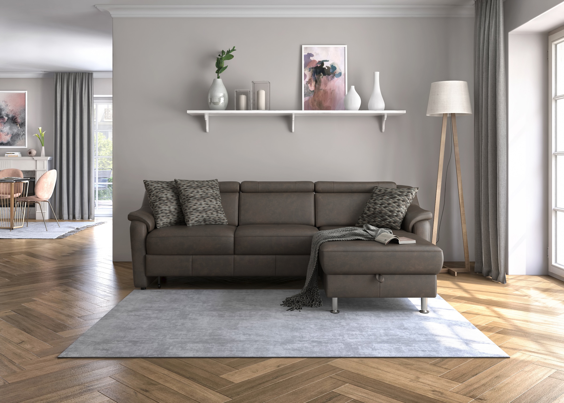 sit&more Ecksofa »Freetown L-Form«, inklusive Kopfteilverstellung und komfortablem Federkern