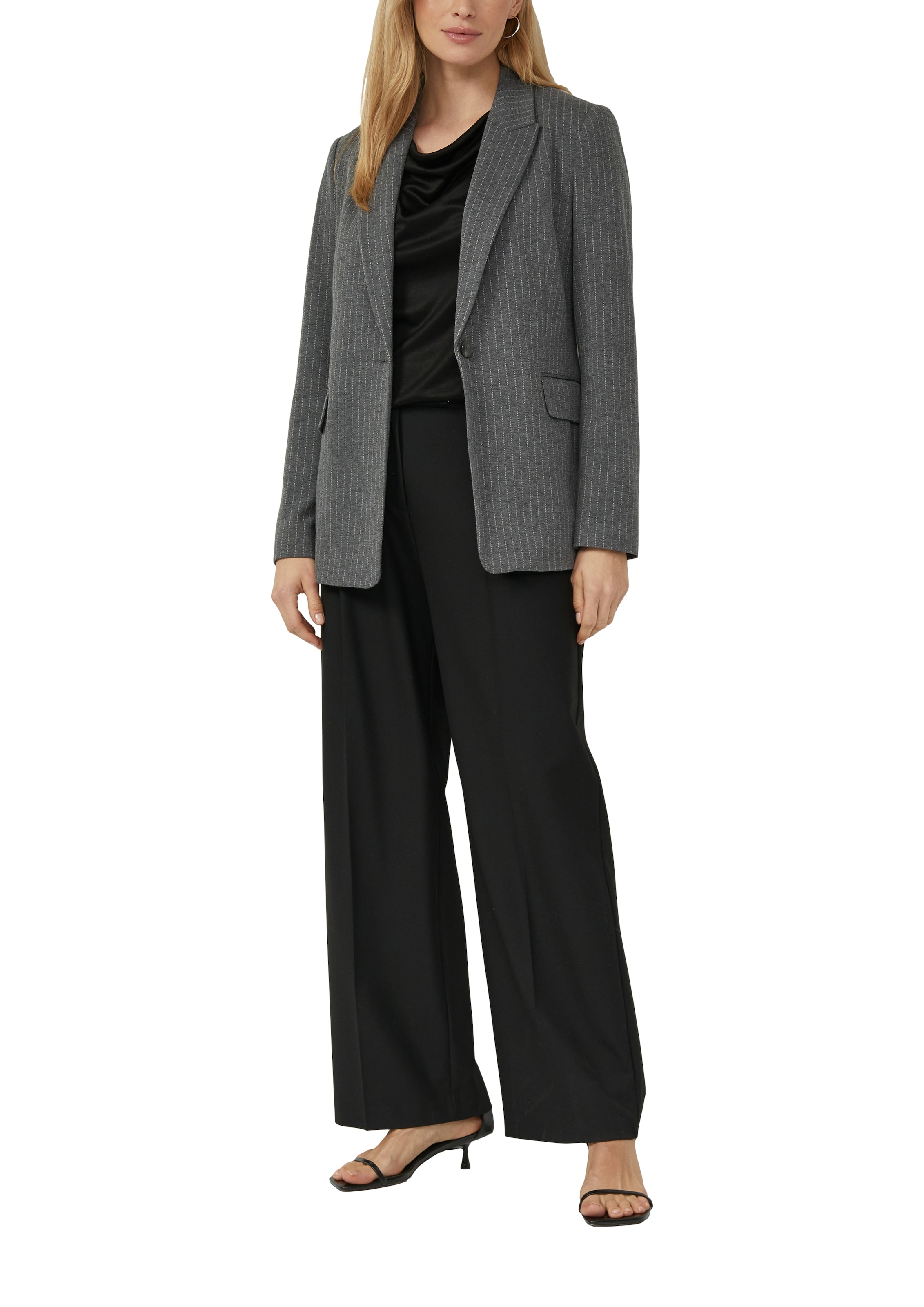 s.Oliver BLACK LABEL Wasserfallshirt mit Wasserfall-Kragen und aus reiner Viskose