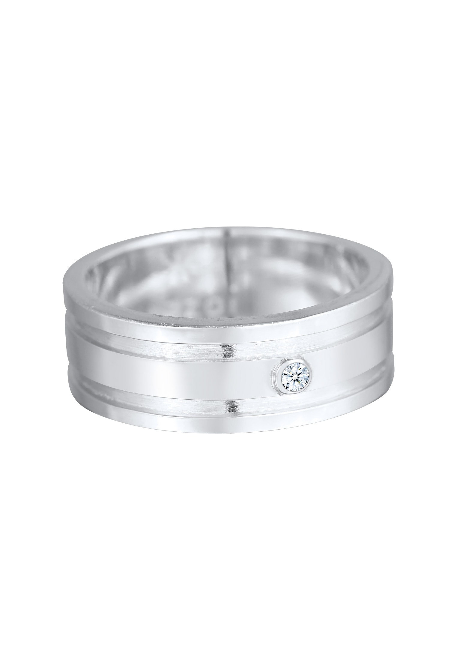 Kuzzoi Silberring »Ring Herren Bandring Massiv Diamant 925 Silber«