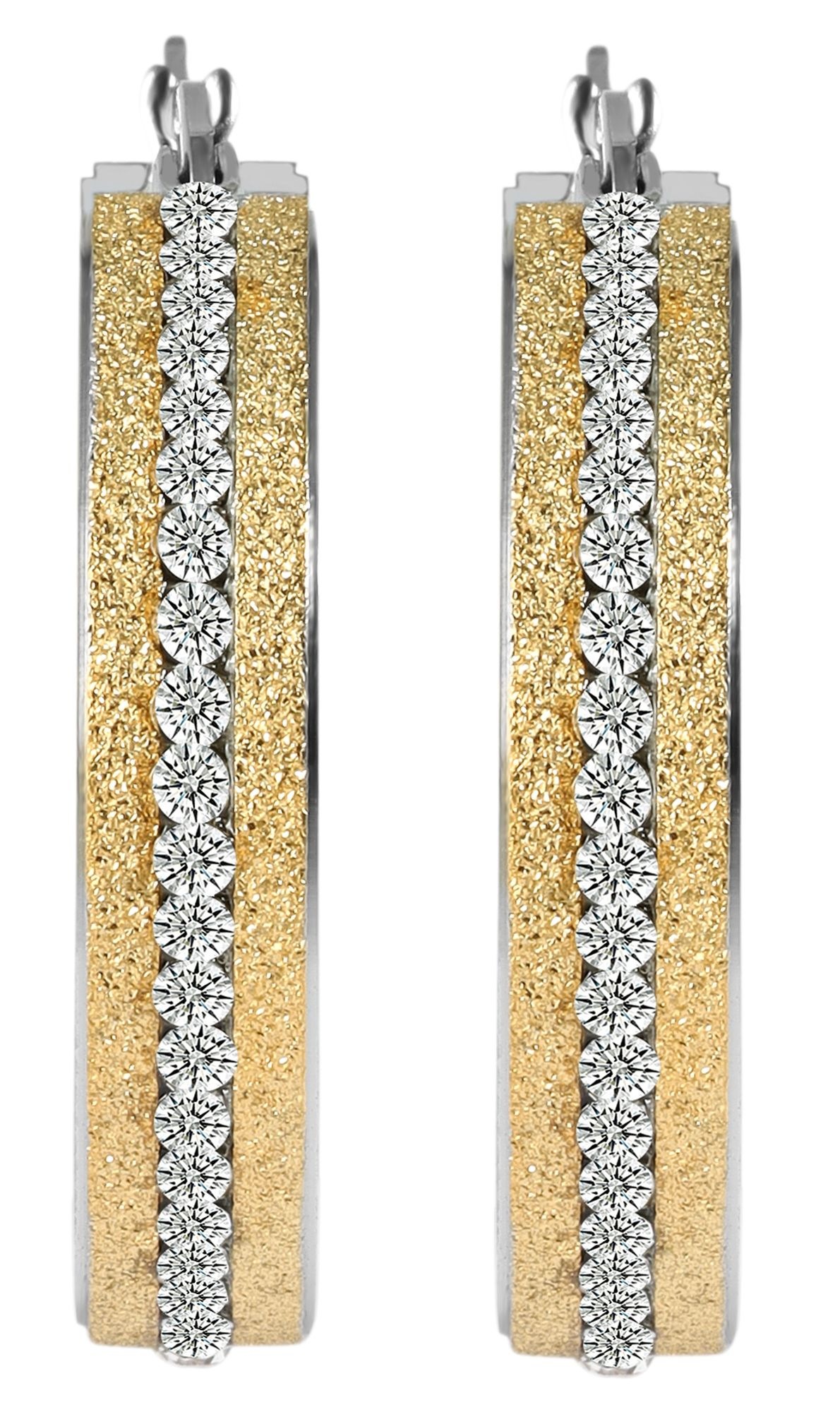 Adelia´s Paar Creolen »Damen Ohrringe ¿ Creole aus Edelstahl mit Strass Steinchen«