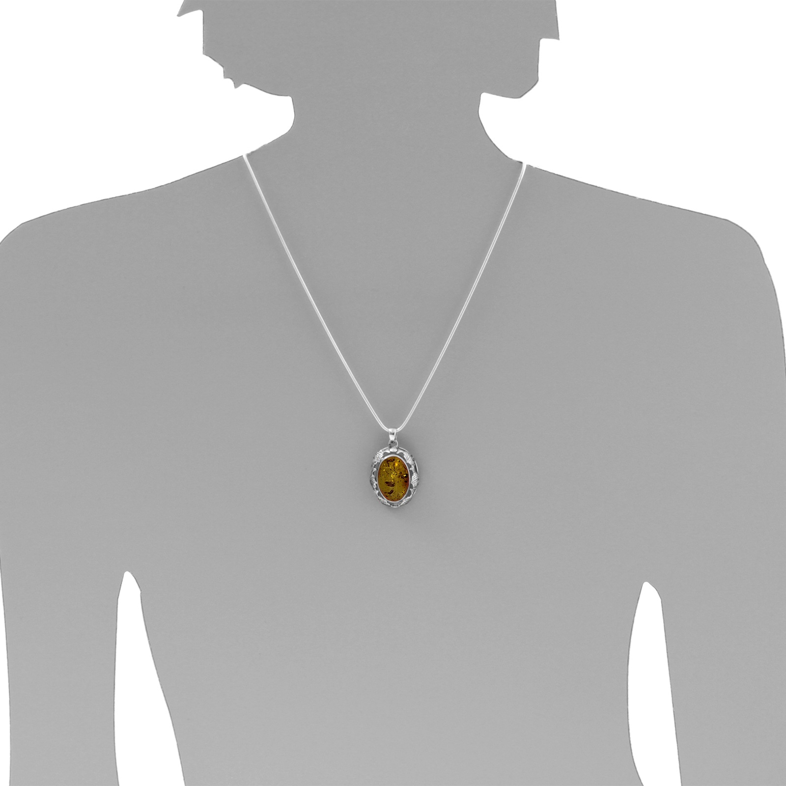 OSTSEE-SCHMUCK Kette mit Anhänger »- Fischland 41x25 mm - Silber 925/000 - Bernstein«