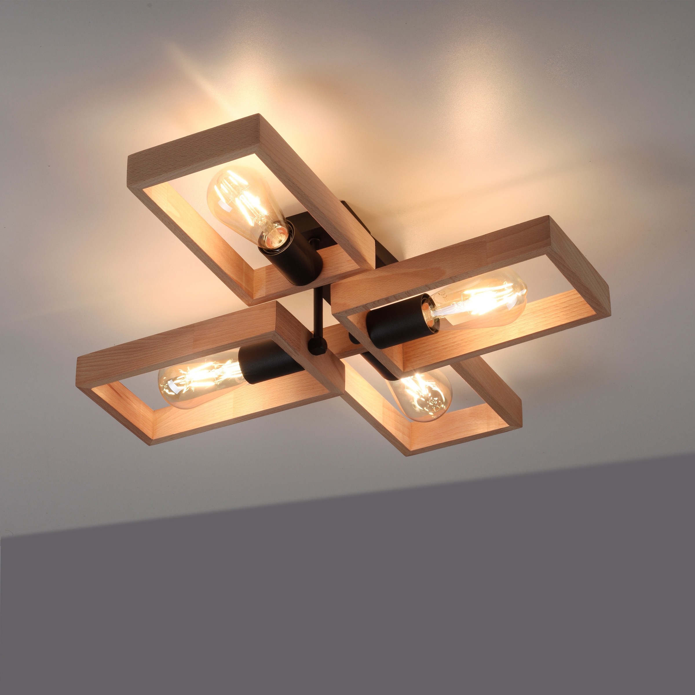 Home affaire Deckenleuchte »Nohen«, 4 flammig-flammig, Deckenlampe aus Holz  (Akazienholz), geeignet für E27 Leuchtmittel kaufen bei OTTO
