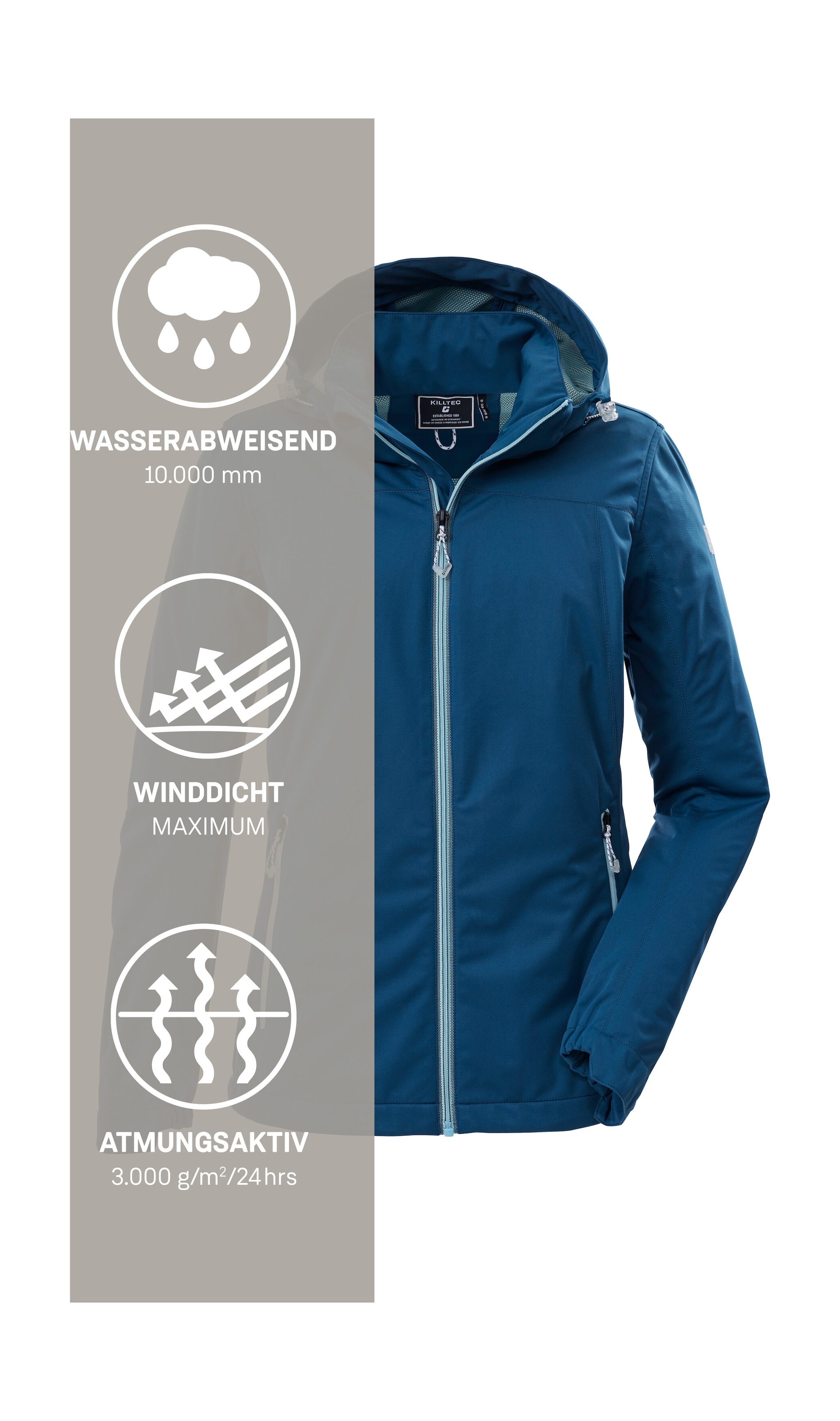 Killtec Softshelljacke »KOS 69 WMN SFTSHLL JCKT« Winddichte, wasserabweisende Damenjacke mit abnehmbarer Kapuze