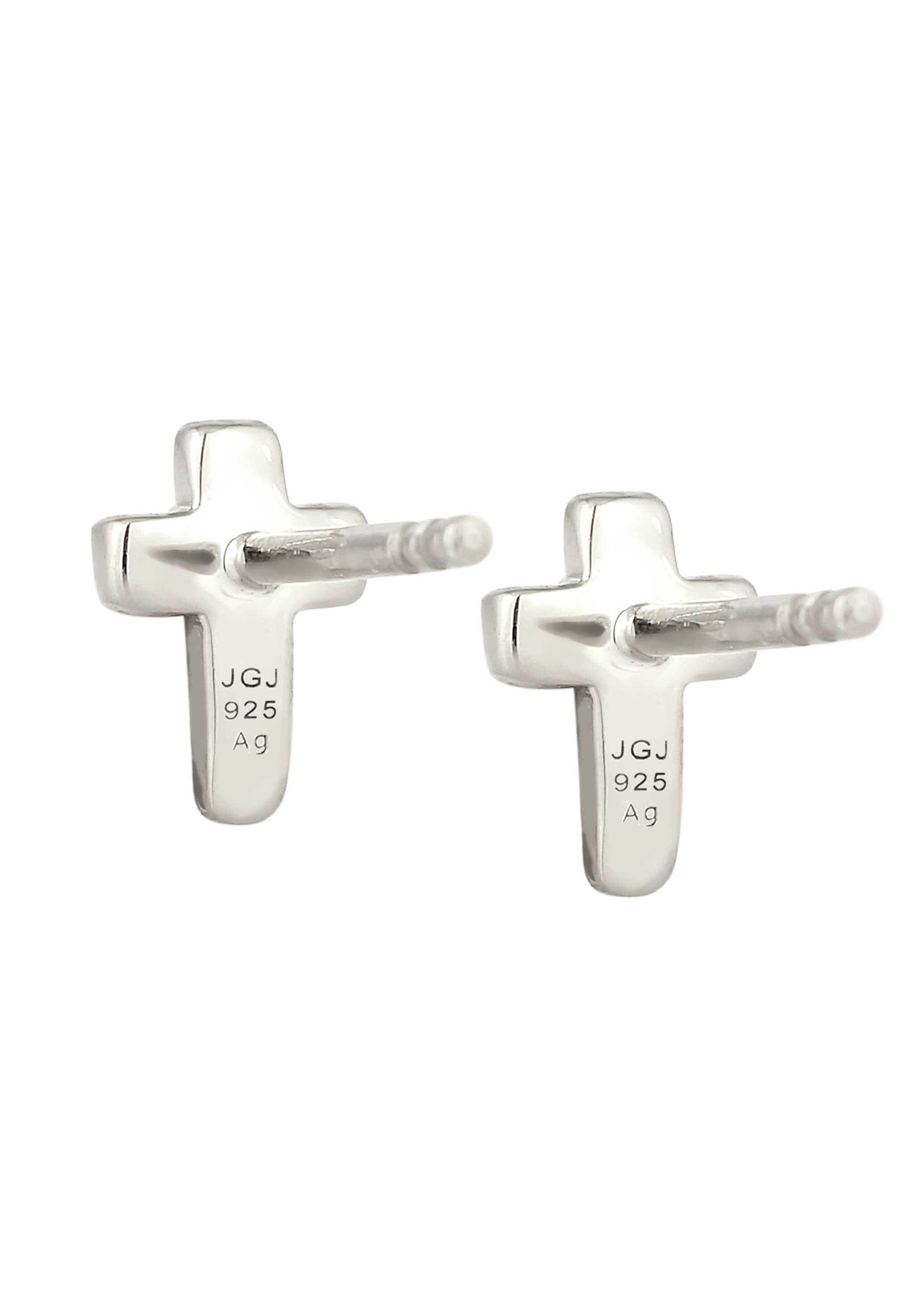 Elli Paar Ohrstecker »Ohrringe Ohrstecker Kreuz mit Kristallen von Swarovski® Weiß 925 Sterling Silber«