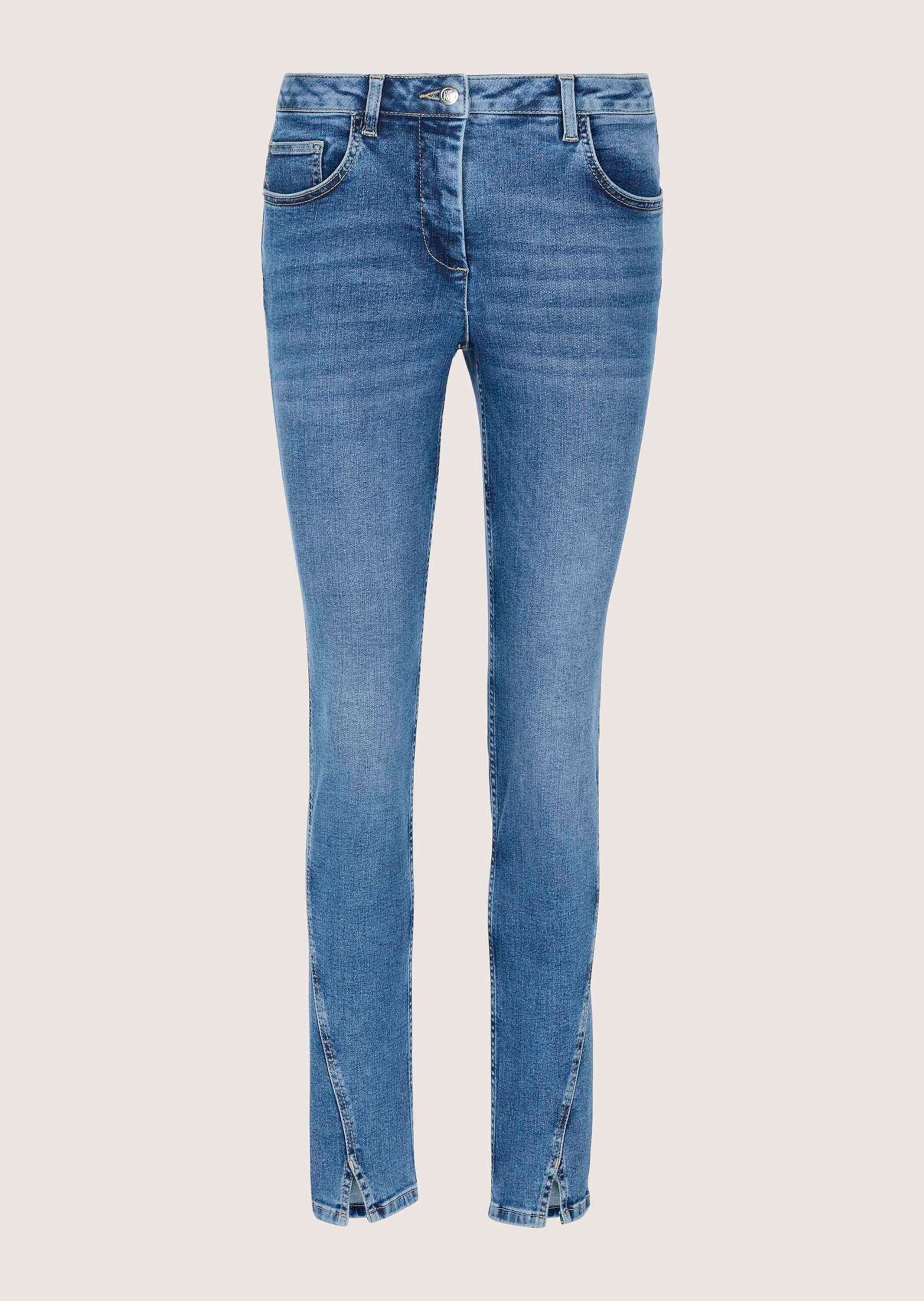 MADELEINE Regular-fit-Jeans »Jeans Skinnyjeans mit asymmetrischer Naht« Schlitz