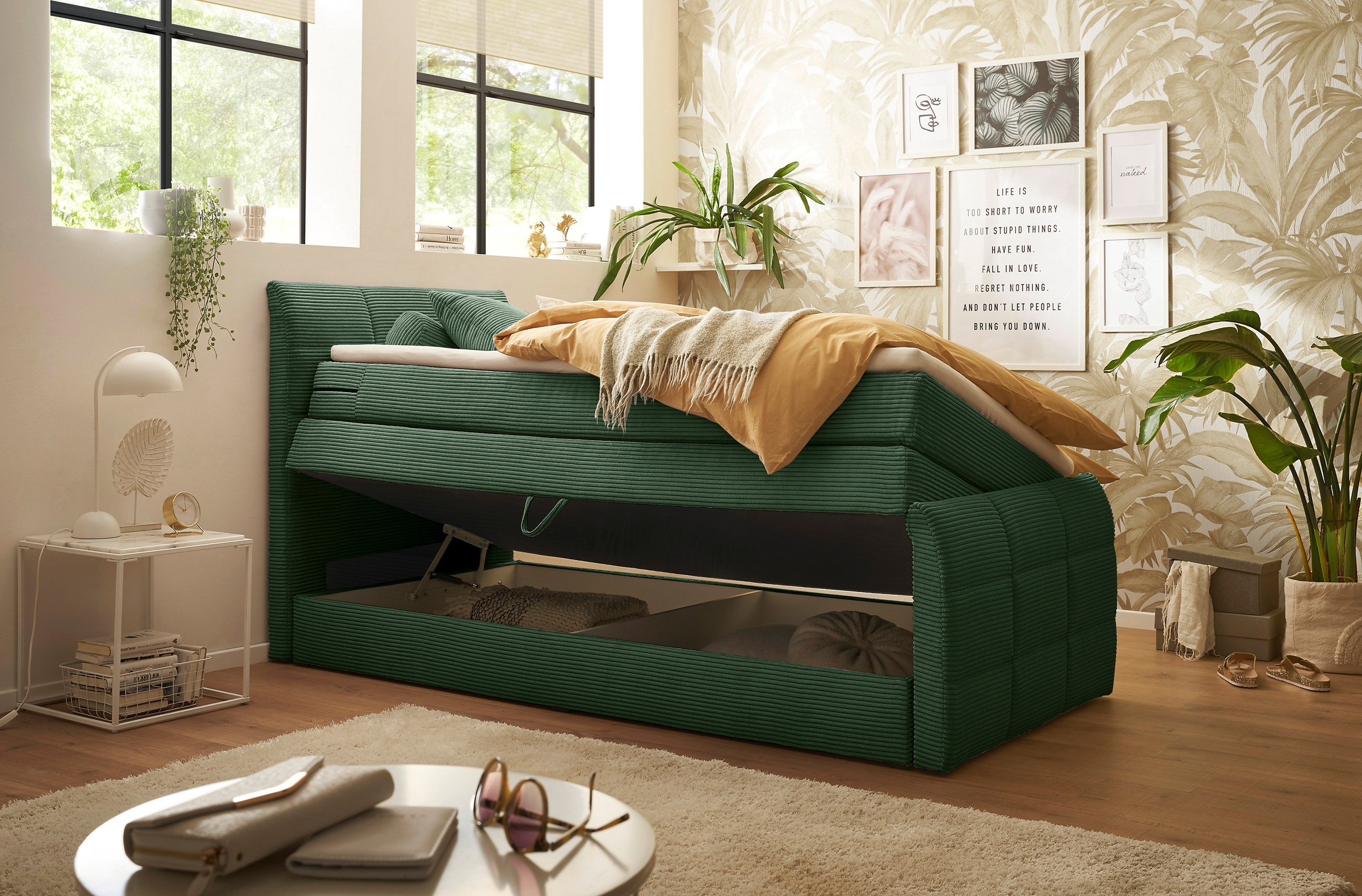 ED EXCITING DESIGN Boxspringbett »Bolivia« harte Seite mit Kokosmatte, weiche Seite mit Filzabdeckung