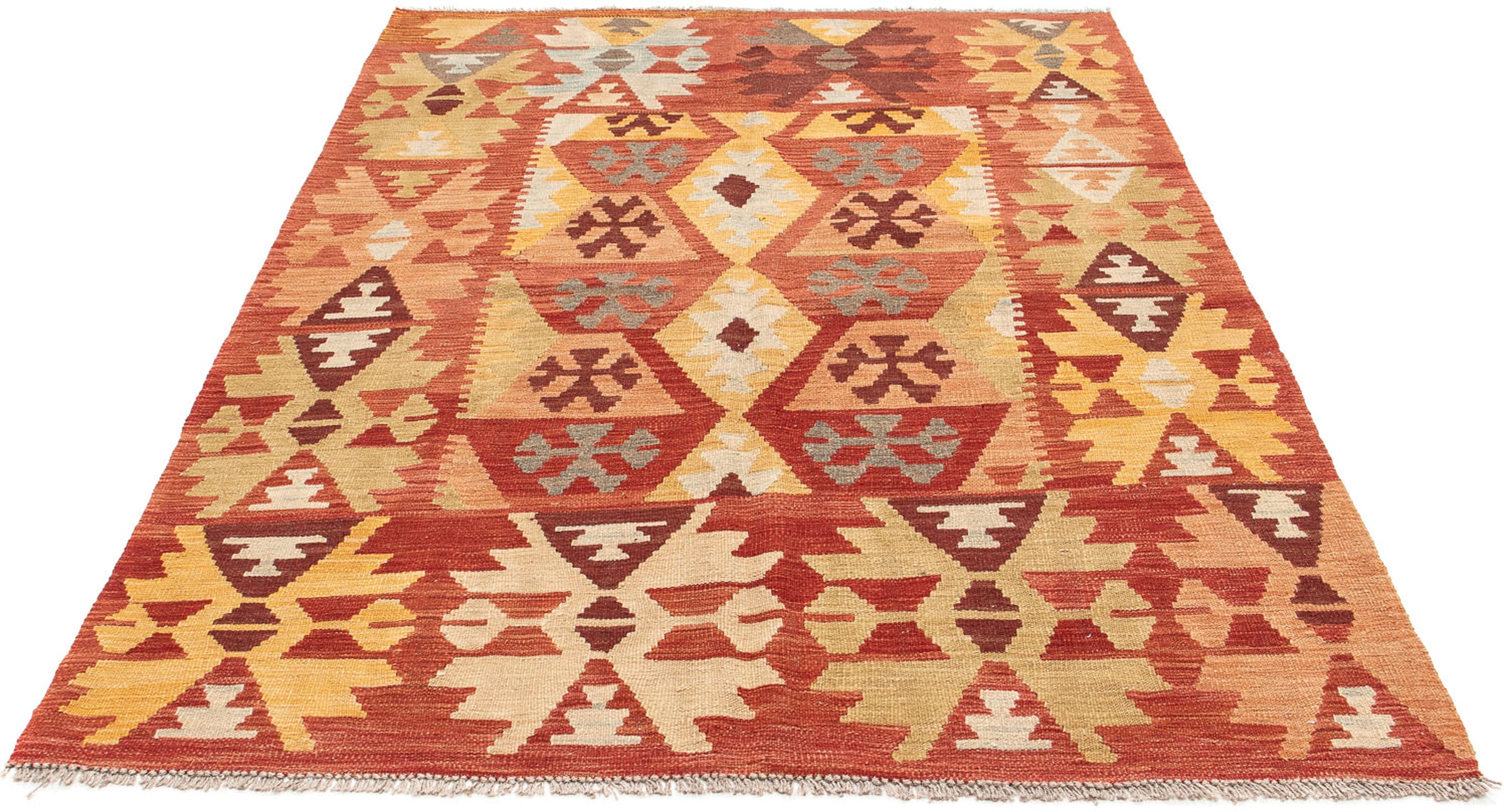 Wollteppich »Kelim - Oriental - 200 x 145 cm - rost«, rechteckig, 6 mm Höhe,...