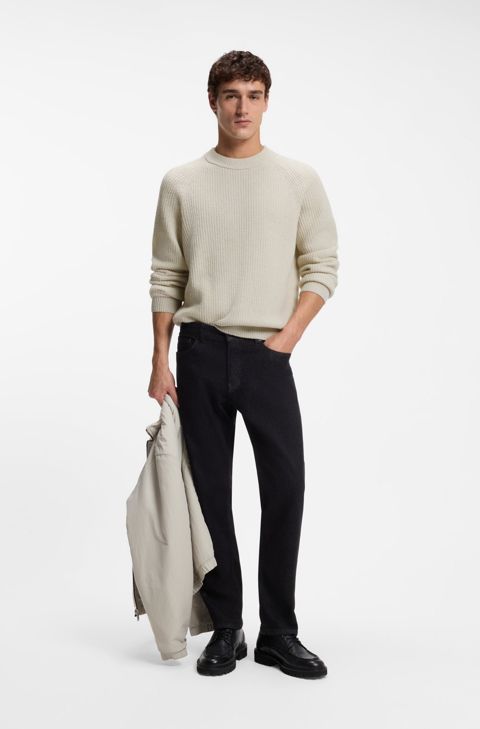BOSS ORANGE Strickpullover »Kepler« mit Schurwolle, Relaxed Fit, Strukturstrick