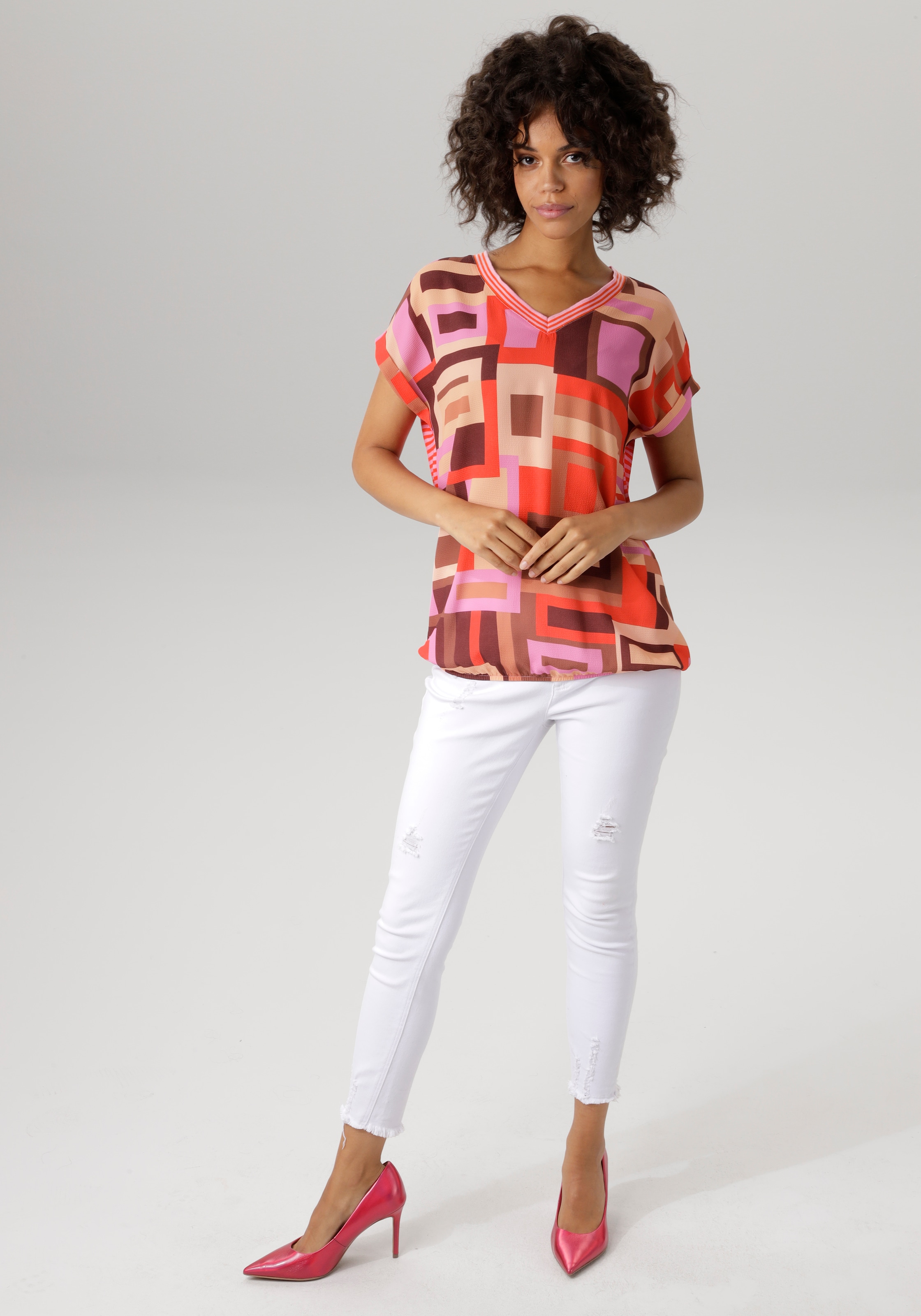 Aniston CASUAL T-Shirt, im Material- und Mustermix