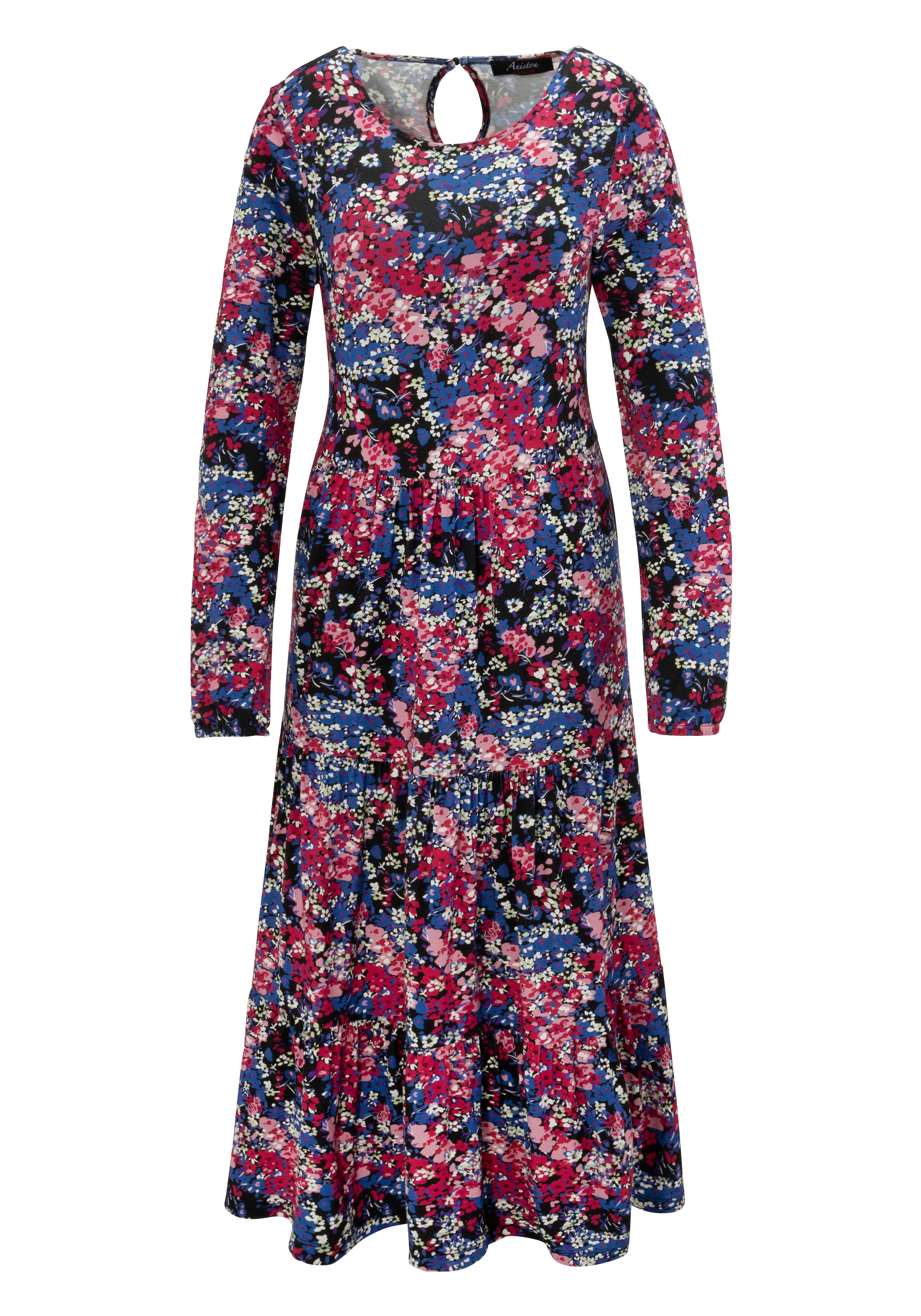 Aniston CASUAL Jerseykleid, mit abstraktem Blumendruck - jedes Teil ein Unikat - NEUE KOLLEKTION
