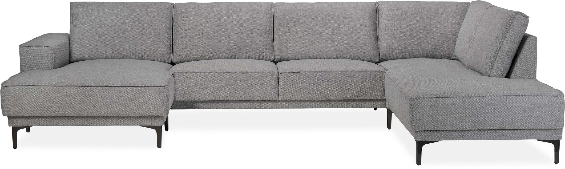 Places of Style Wohnlandschaft »XXL Sofa Oland, Struktur, Flachgewebe, Luxus-Microfaser, Boucle«, U-Form, 345 cm, Wellenunterfederung, Skandi-Design, Metallfüße