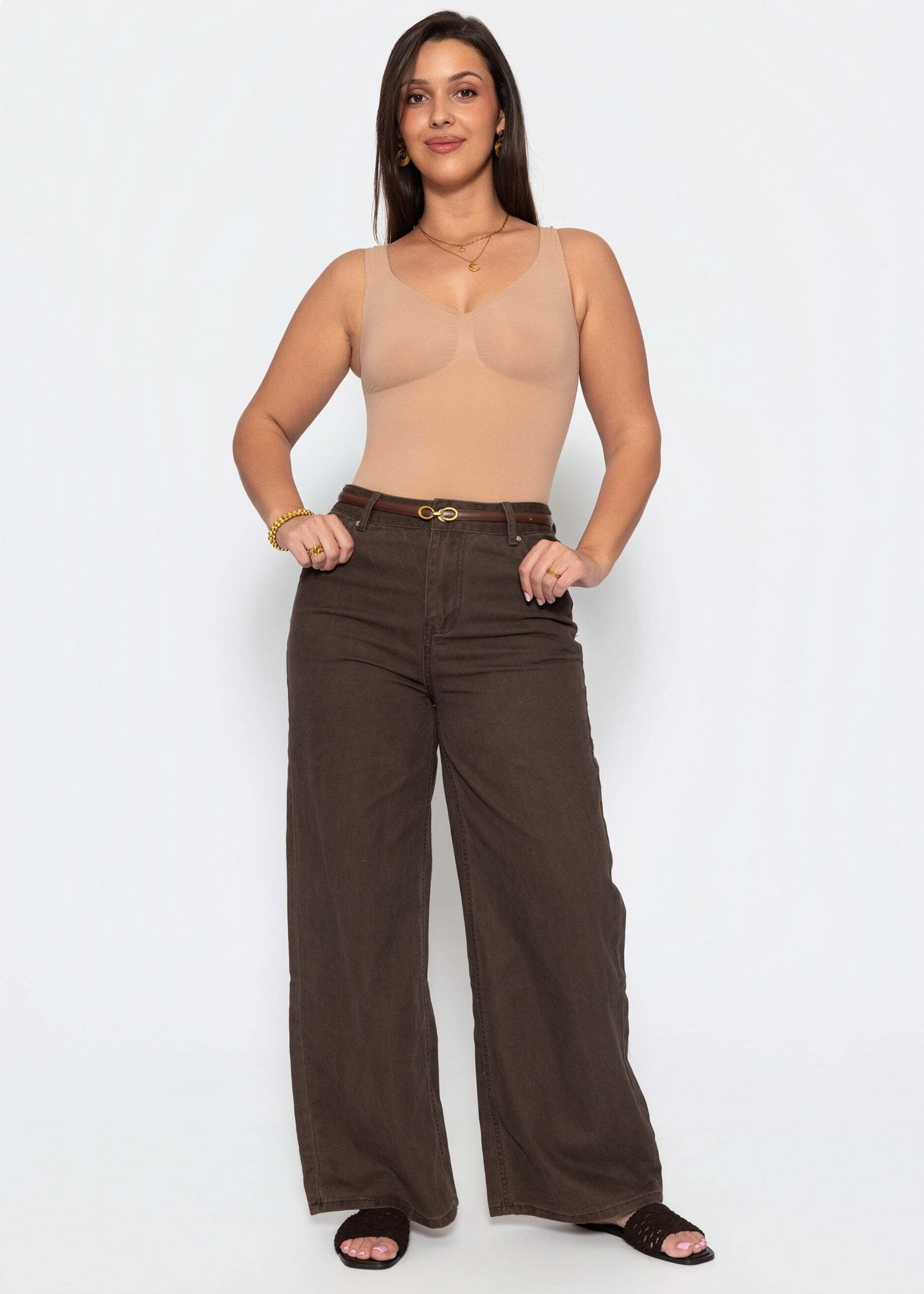 SASSYCLASSY Shaping-Body »Bodysuit Sculpting Shapewear mit String« Nahtloser Body mit verstellbaren Trägern und String Schwarz Rosa Nude