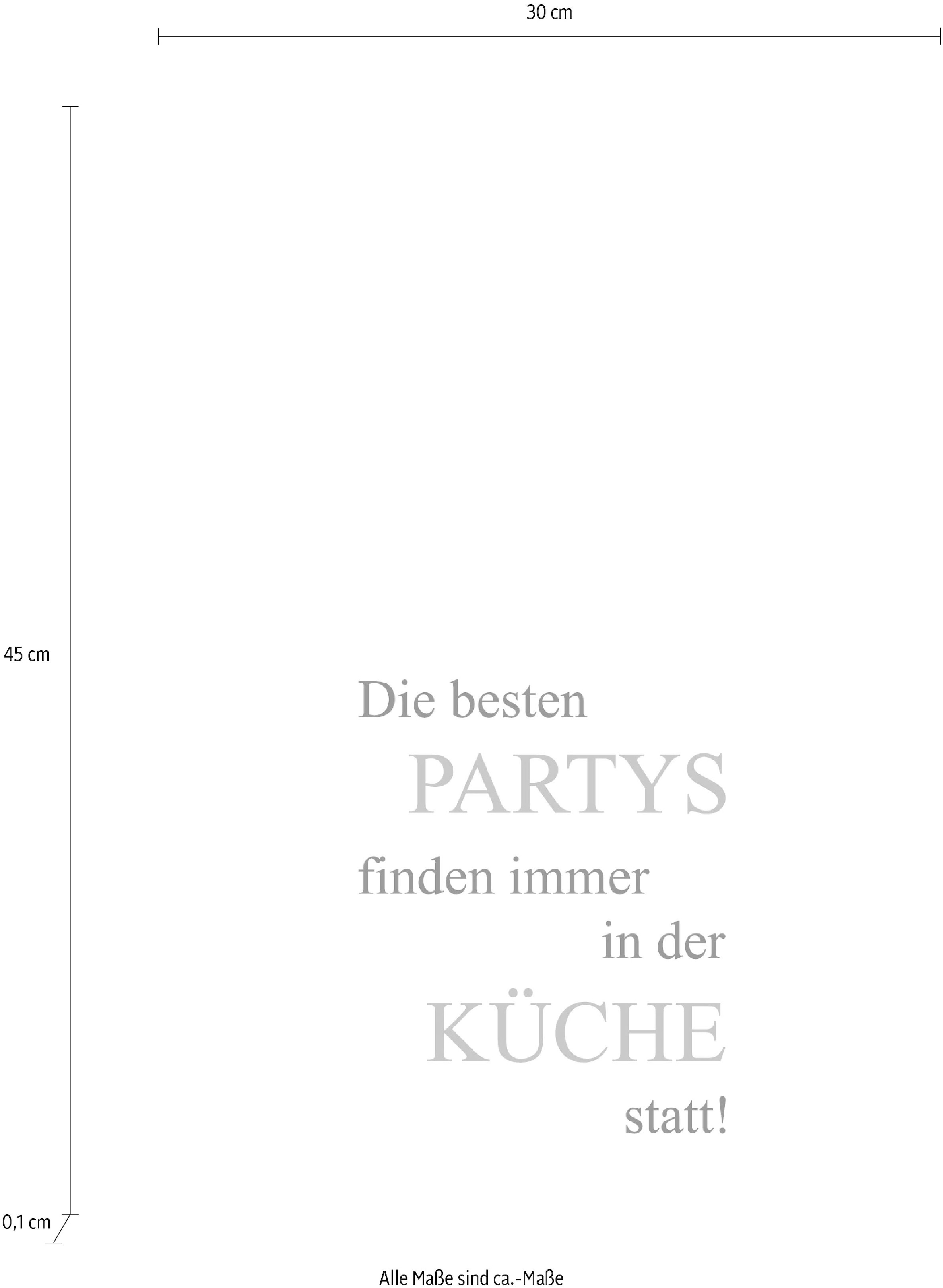 queence Wanddekoobjekt »Partys und Küche«, Schriftzug auf Stahlblech  bestellen online bei OTTO